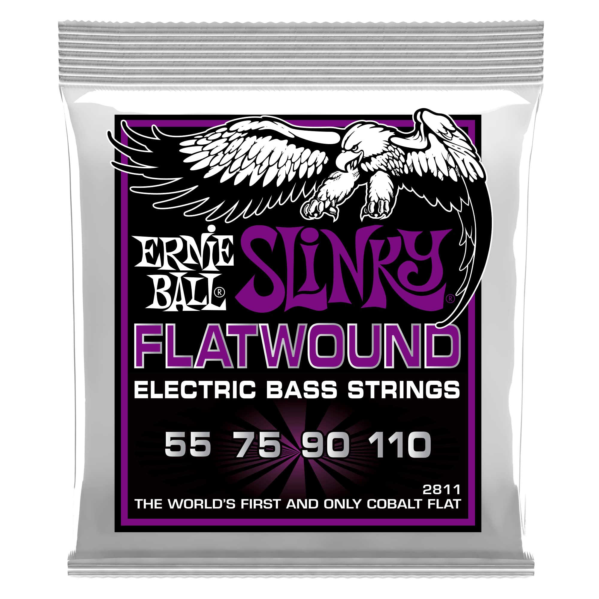Power Slinky Cobalt Flatwound Electric Bass Strings 55 110 Gauge