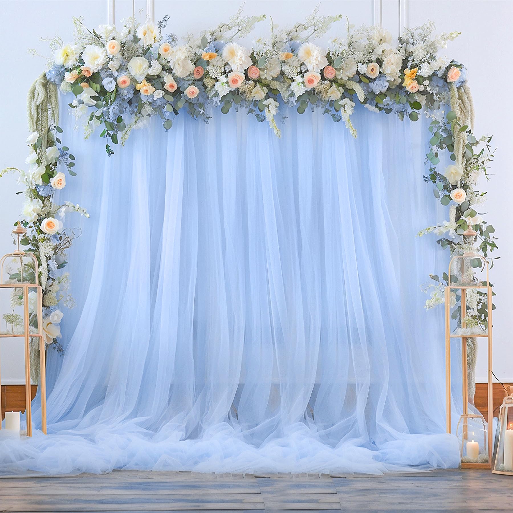 Baby Blue Tulle Backdrop Curtain For Baby Shower Boys Birthday Party Baby Blue Sheer Backdrop Curtains Drapes For Party Photosho