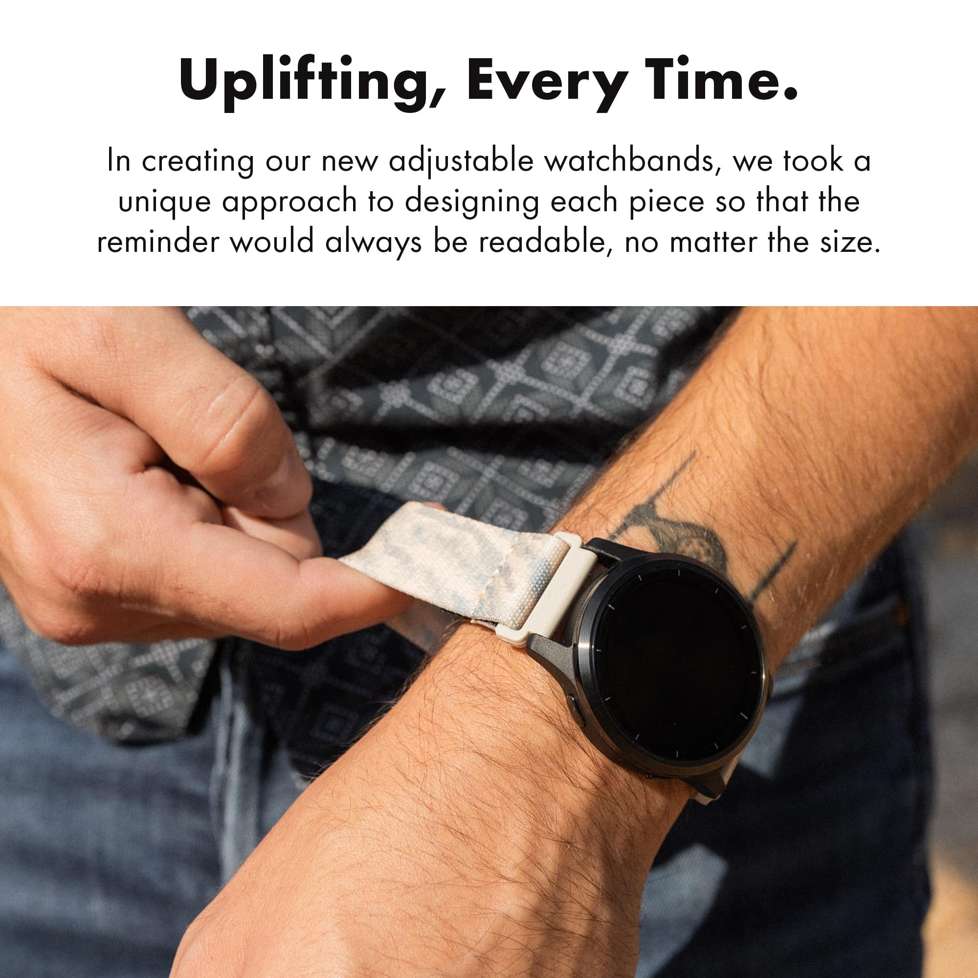 Zox Android Smart Watch Band - I Am Strong | Soft, Adjustable Elastic Band With Motivational Affirmations And Beautiful Artwork