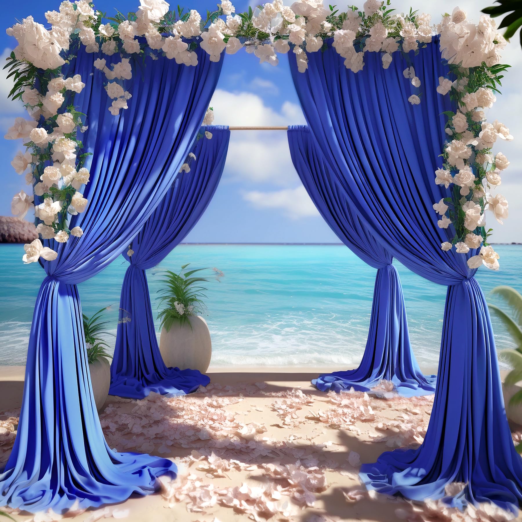 4 Panels Royal Blue Backdrop Curtain For Parties Wrinkle Free Blue Photo Curtains Backdrop Drapes Fabric Decoration For Wedding