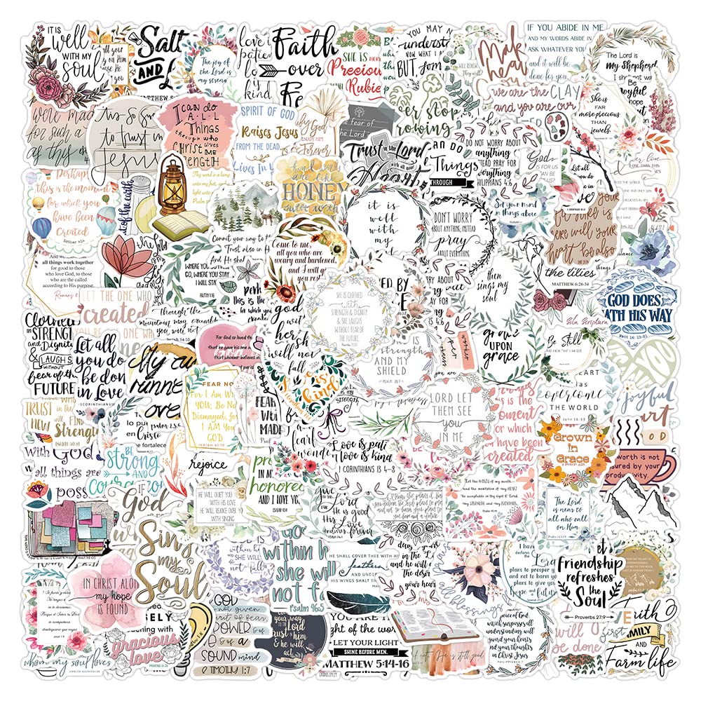 200 Pcs Bible Verse Stickers,Bible Journaling Supplies,Inspired Christian Scripture Stickers For Water Bottle,Laptop,Scrapbookin