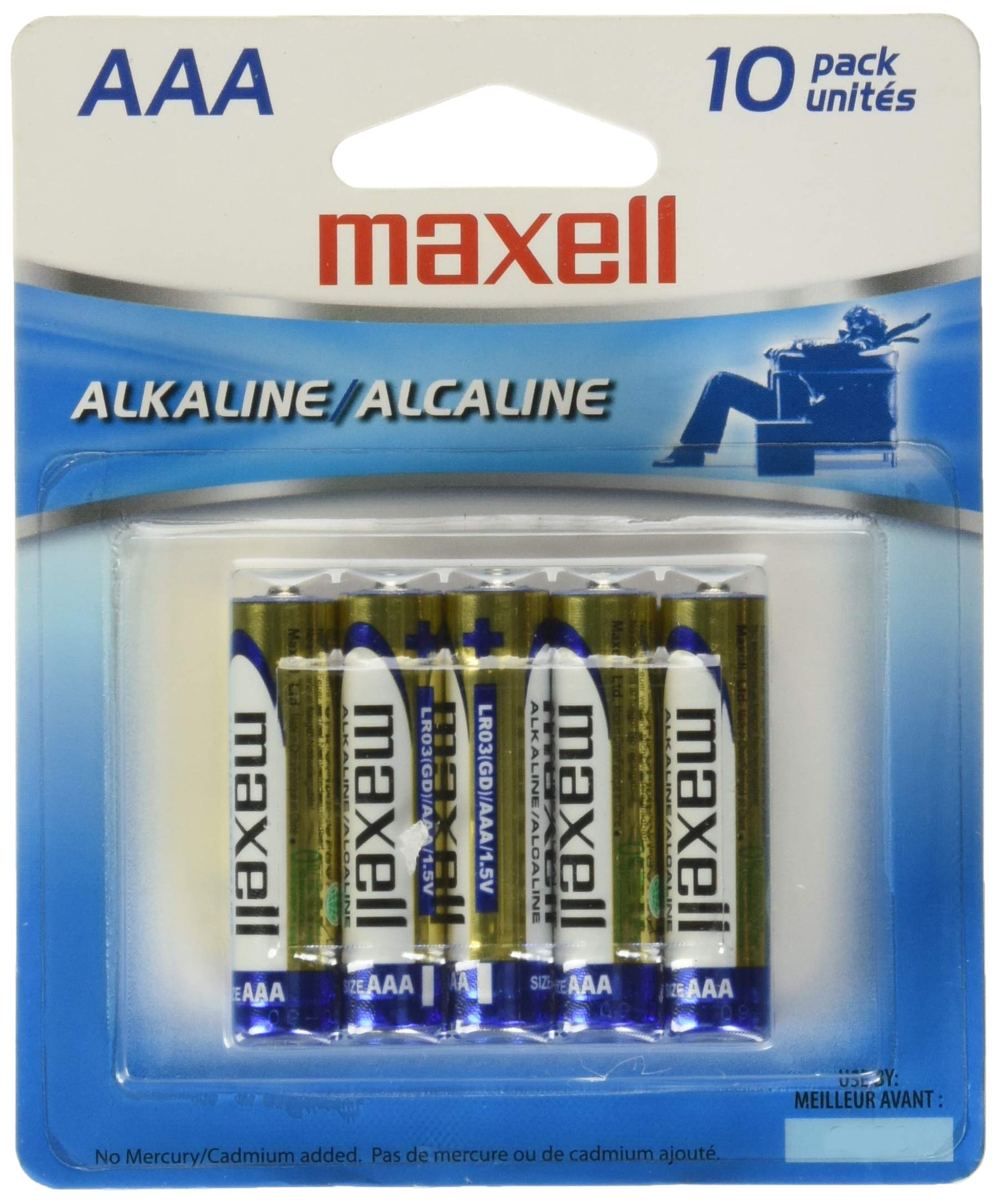 Maxell 723810P Ready-to-go Long Lasting and Reliable Alkaline Battery AAA Cell 10-Pack with High Compatibility