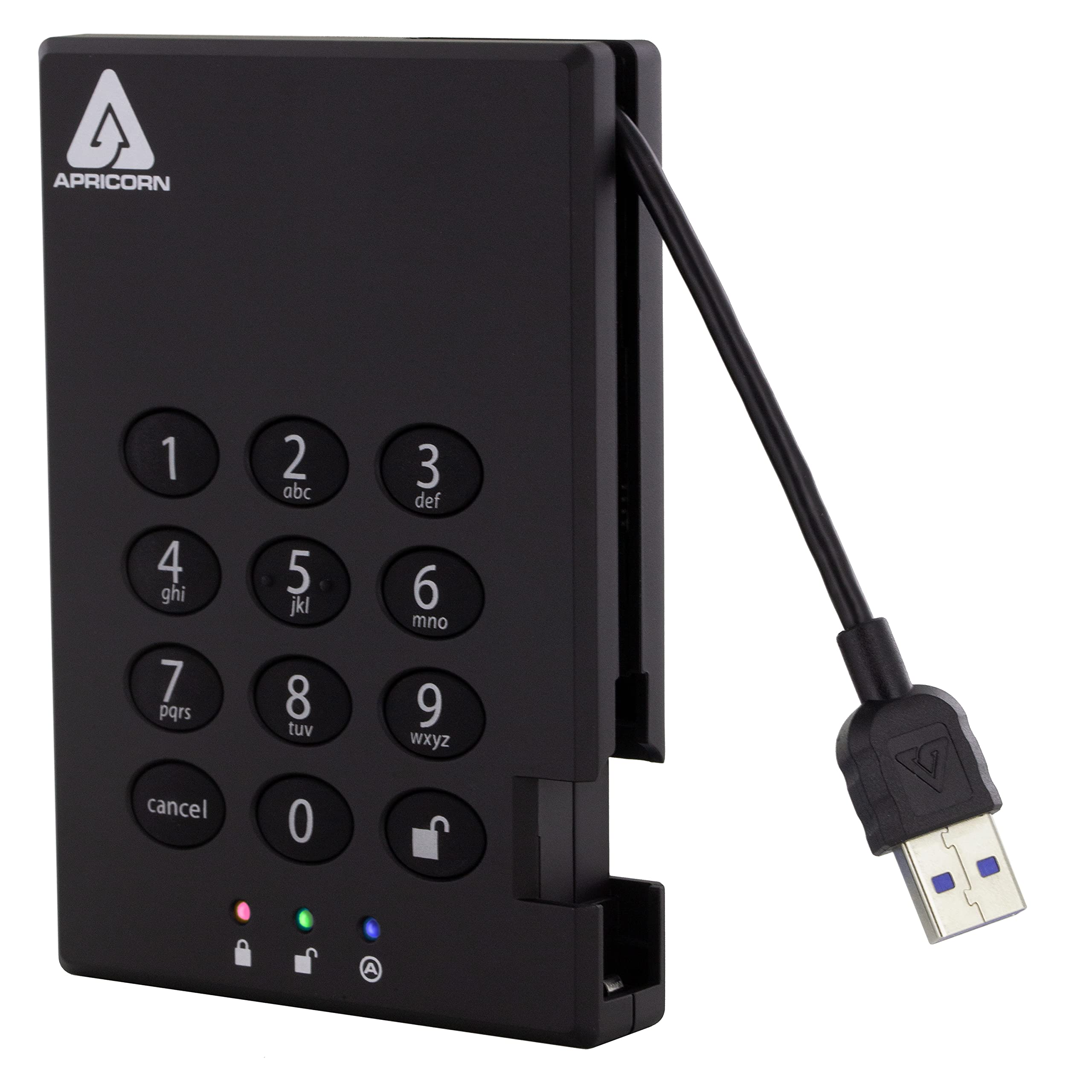 Apricorn Aegis Padlock 500Gb Usb 3.0 External Hard Drive, Gray (A25 3Pl256 500)