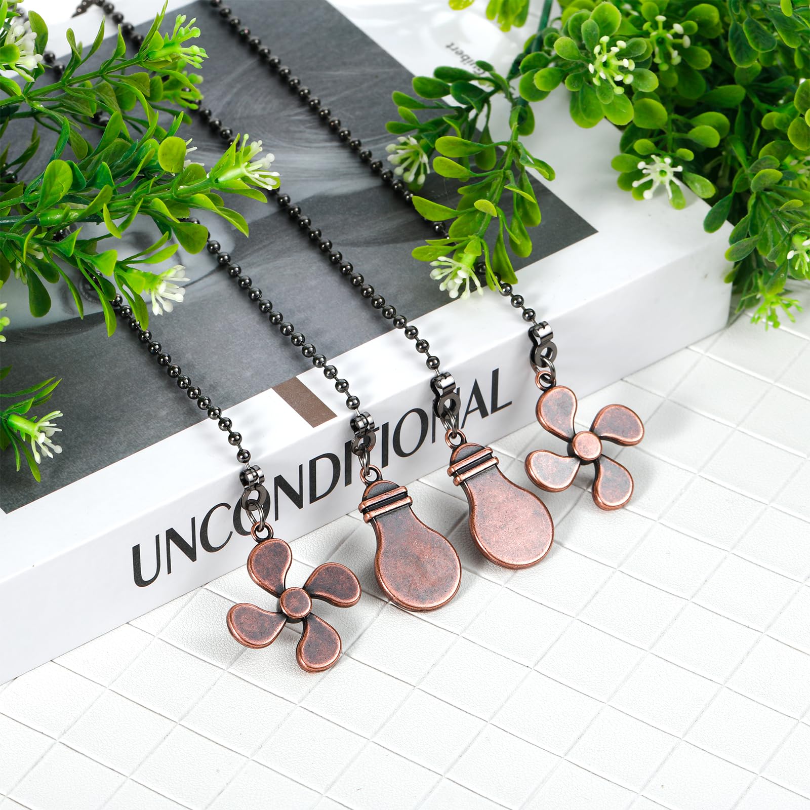 Sur Ciel 2Pcs Ceiling Fan Pull Chain, Ceiling Fan Pull Chain Extension, Fan Cord Extension Chain, Ceiling Fan Pulls, Pull Chains