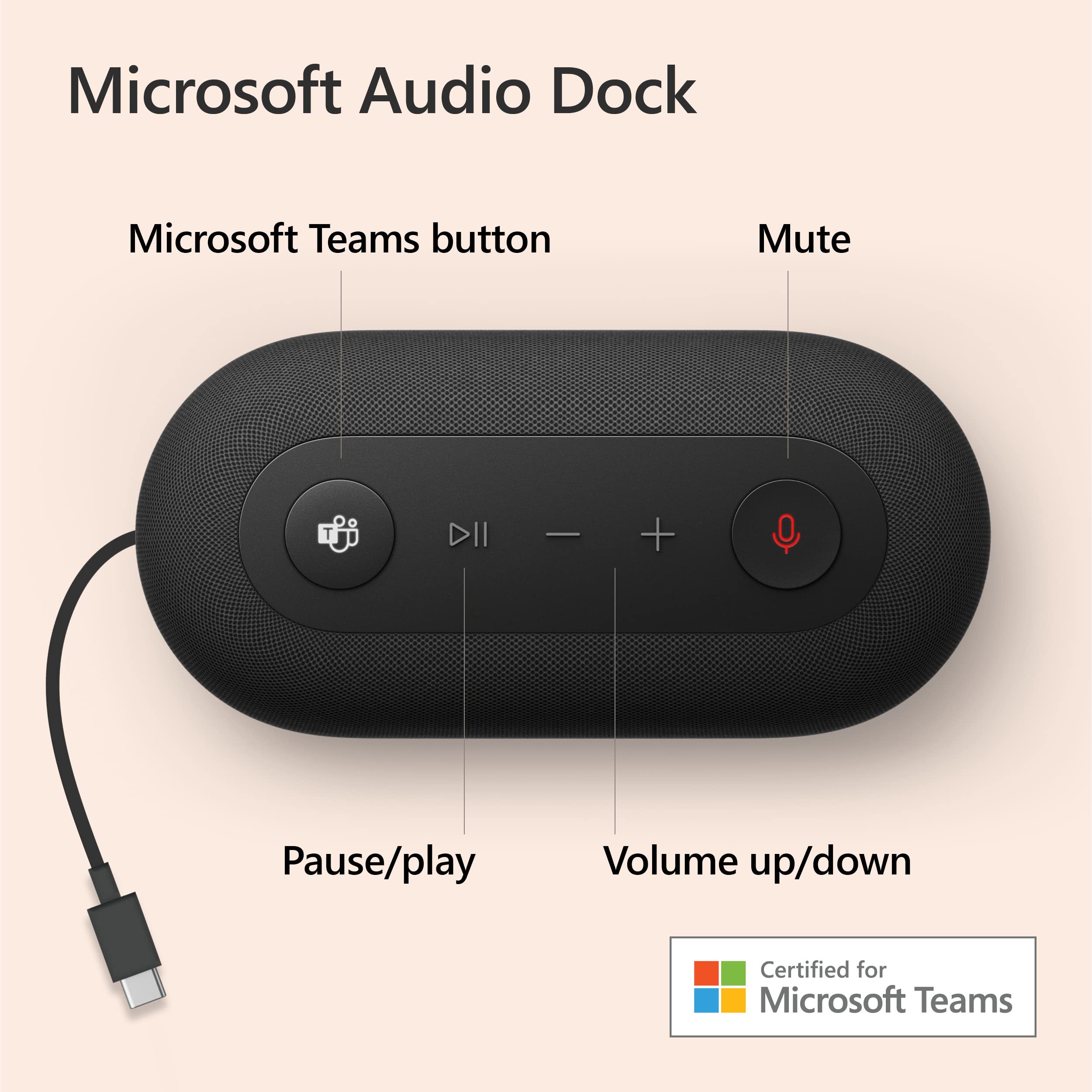 Microsoft Audio Dock   Teams Certified Usb C Dock Hdmi 2.0 Usb A Usb C X 2 Ports Pass Through Charging Audio Speaker Phone Works