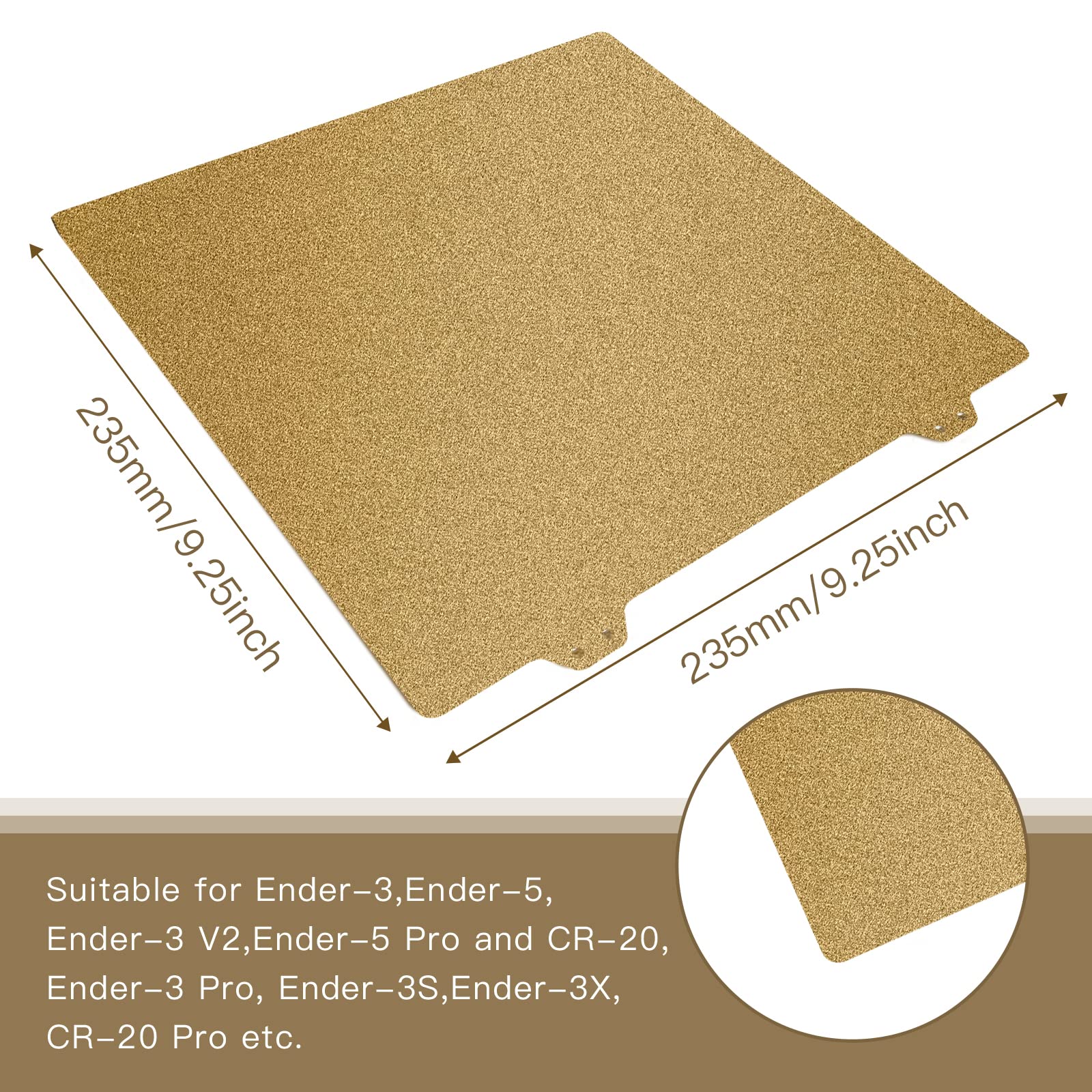 Double Sided Textured Pei Printing Bed,3D Printer Parts Printing Plate Frosted Pei Surface 235X235Mm For Ender 3 V2,Ender 3 Pro,