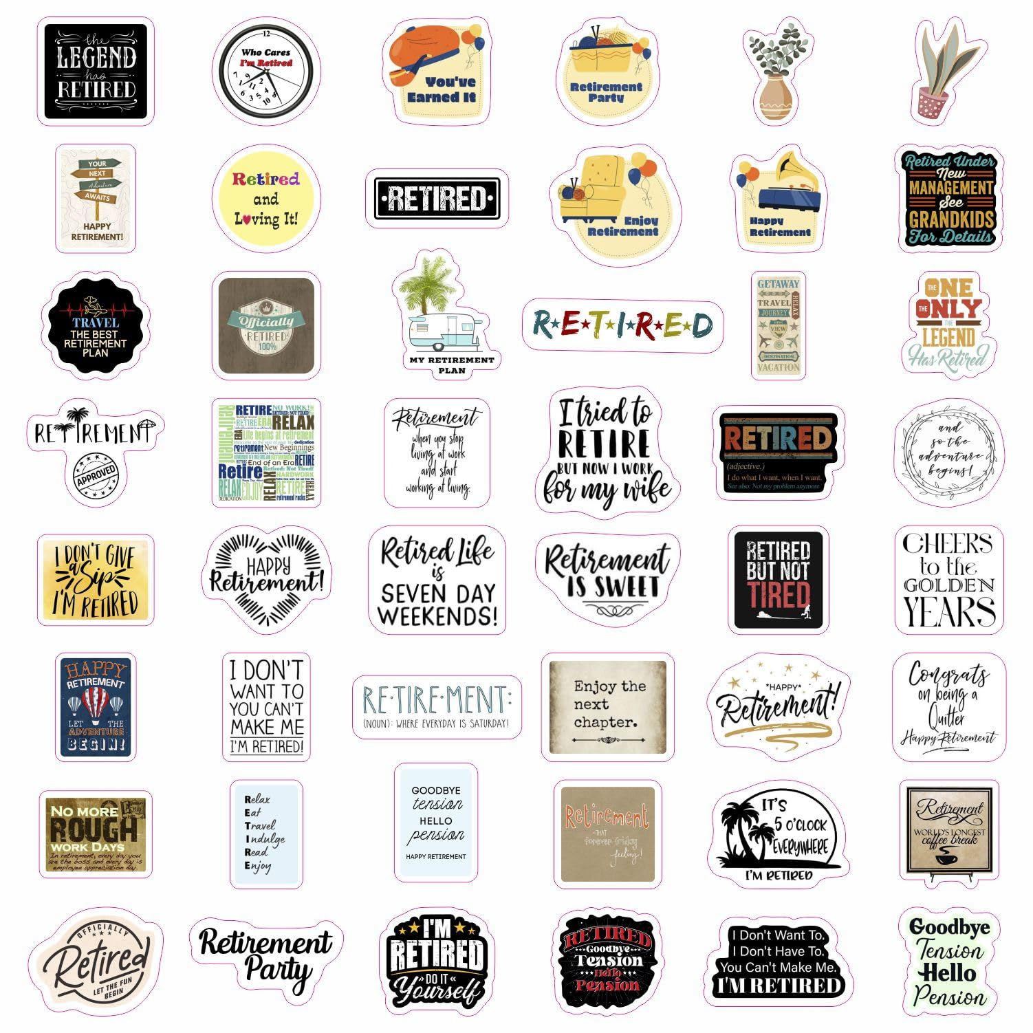 100Pcs Funny Retirement Stickers And Laptop Decals   Retirement Party Favors, Decorations, Supplies 2024   Retirement Gifts For