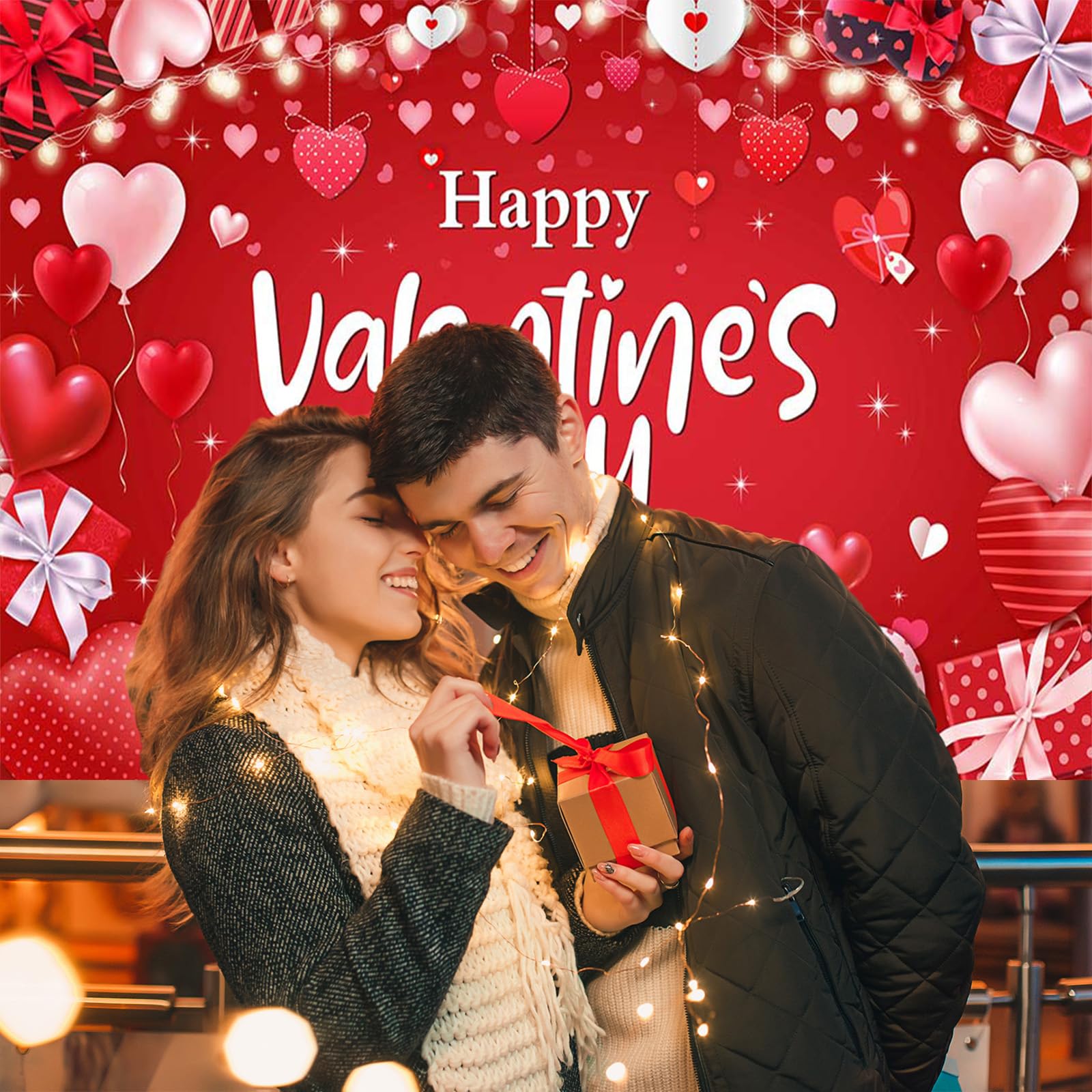 Mocsicka Happy Valentines Day Banner Red Valentines Day Backdrops For Photography Romantic Love Valentines Day Banner Photo Back