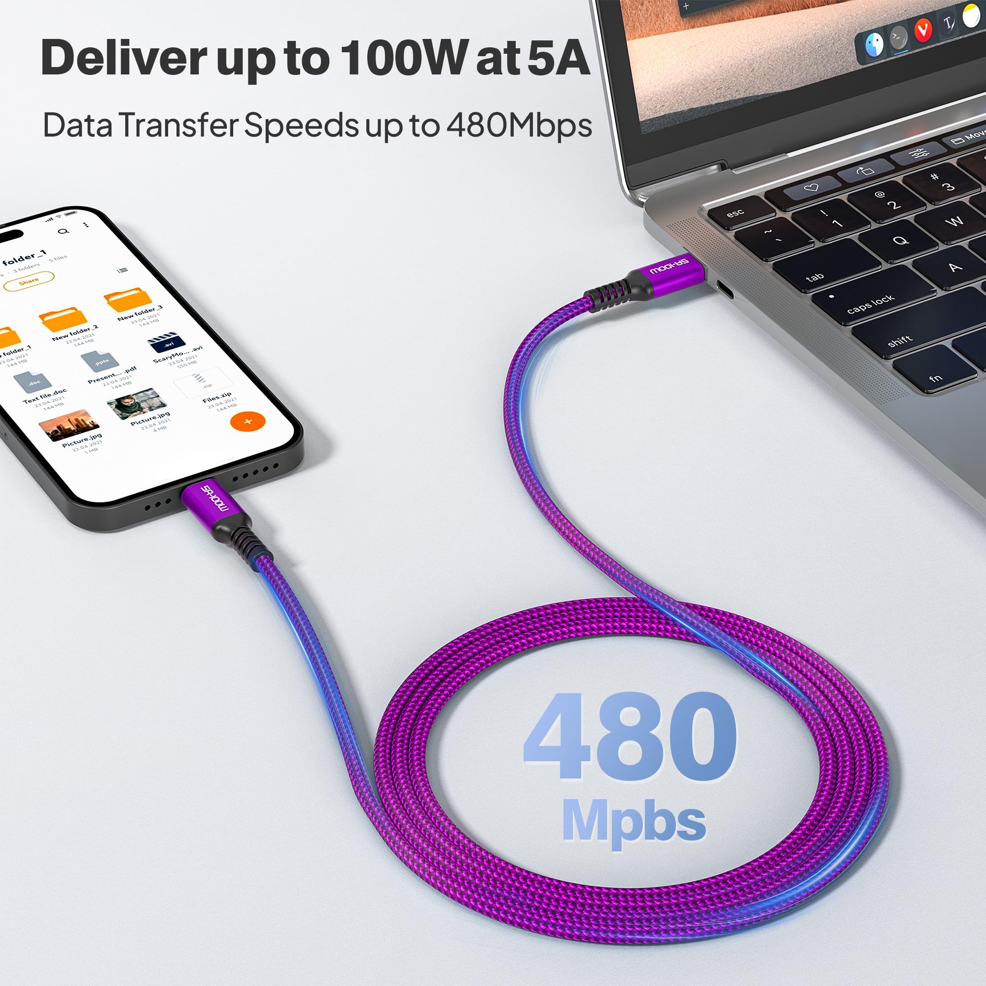 Elebase For Iphone 16 Pro Max Charging Cable 3.3/6.6/10Ft 3Pack,100W Usb C To Usbc Charger Cord For Car Iphone 16 15 Plus,Macboo