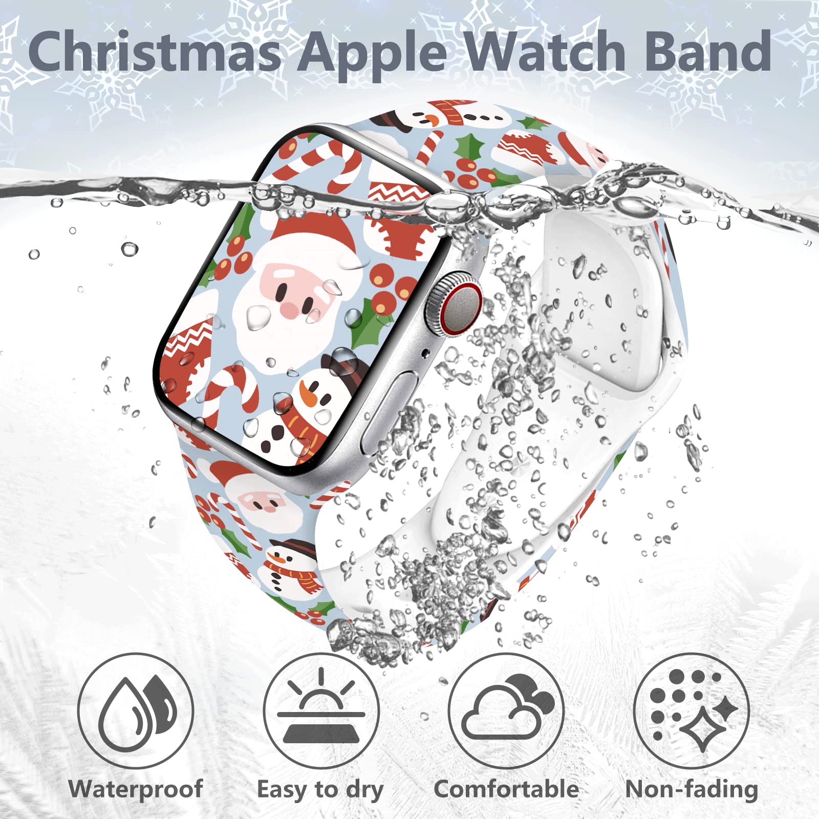 Merry Christmas Snowman Watch Band Compatible With Apple Watch Band 38Mm 40Mm 41Mm 42Mm 44Mm 45Mm 49Mm For Women Men, Happy Chri