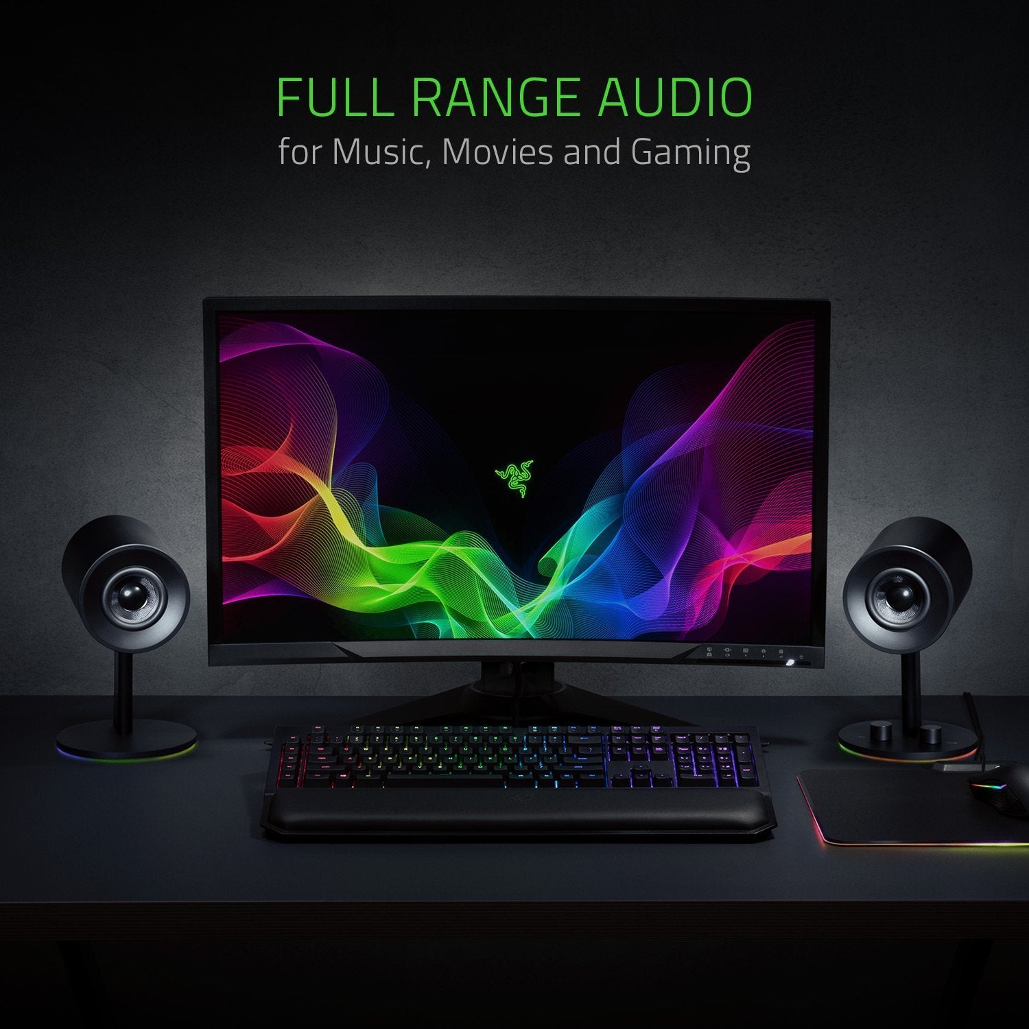Razer Nommo Chroma 2.0 PC Gaming Speakers - 3" Glass Fiber Drivers, Rear-Facing Bass, Black, Model RZ05-02460100-R3U1