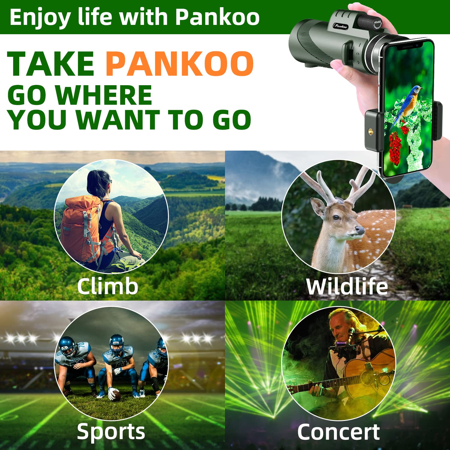 40X60 Monocular Telescope With Smartphone Holder & Tripod, 2023 Power Prism Compact Monoculars For Adults Kids, Hd Monocular Sco