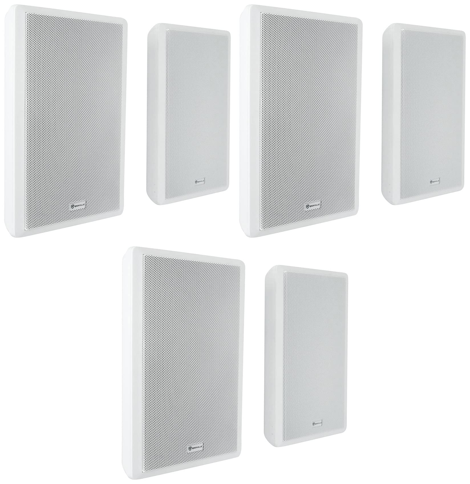 Rockville RockSlim 70W 5.25-in White 70V Commercial Wall Speakers, Slim Design for Restaurants, Offices, and Retail Spaces, Clea