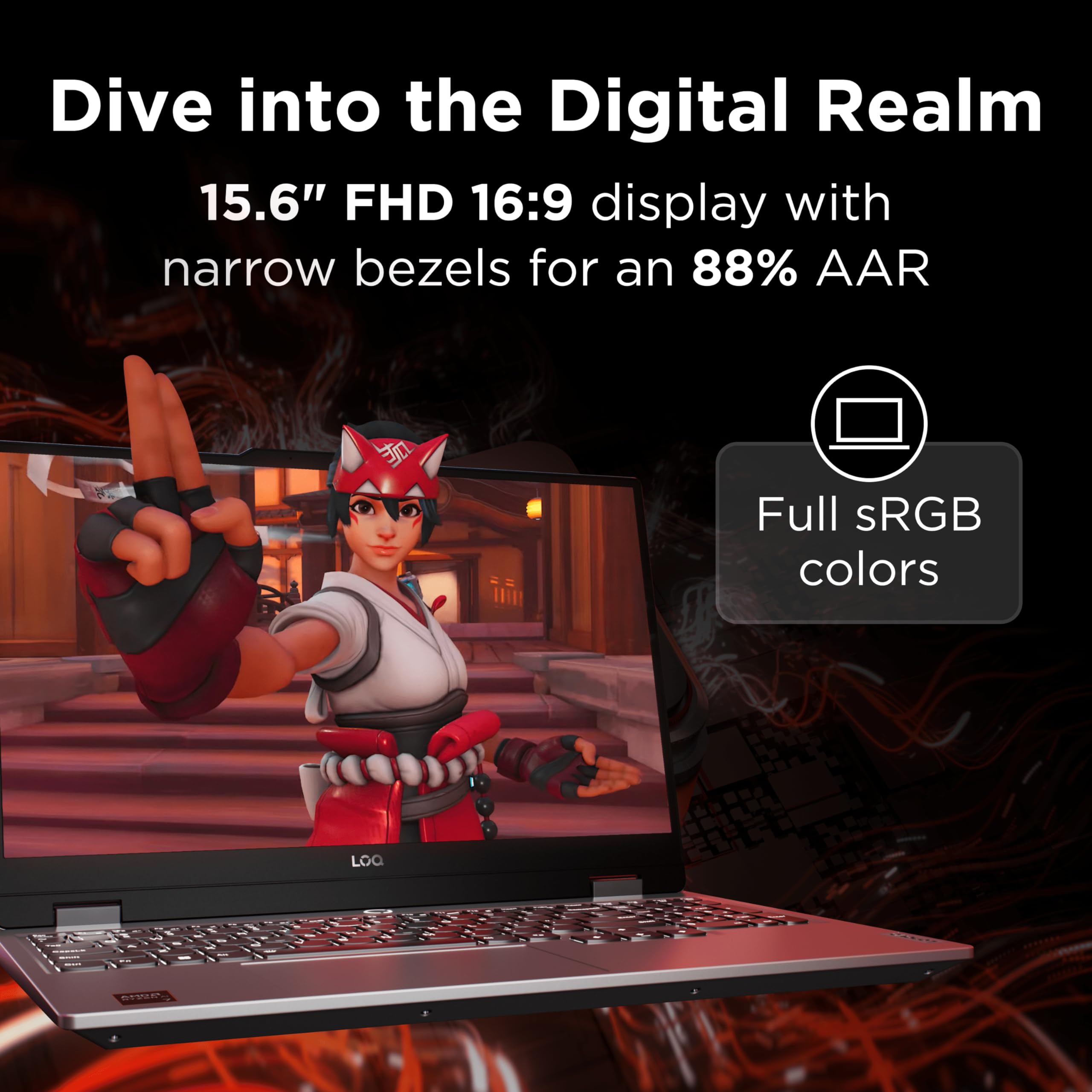 Lenovo Loq 15Ahp9 Gaming Laptop, Nvidia Geforce Rtx 4050 6Gb Gddr6, 15.6    Fhd Display, Amd Ryzen 7 8845Hs, 16Gb Ram, 512Gb Ssd