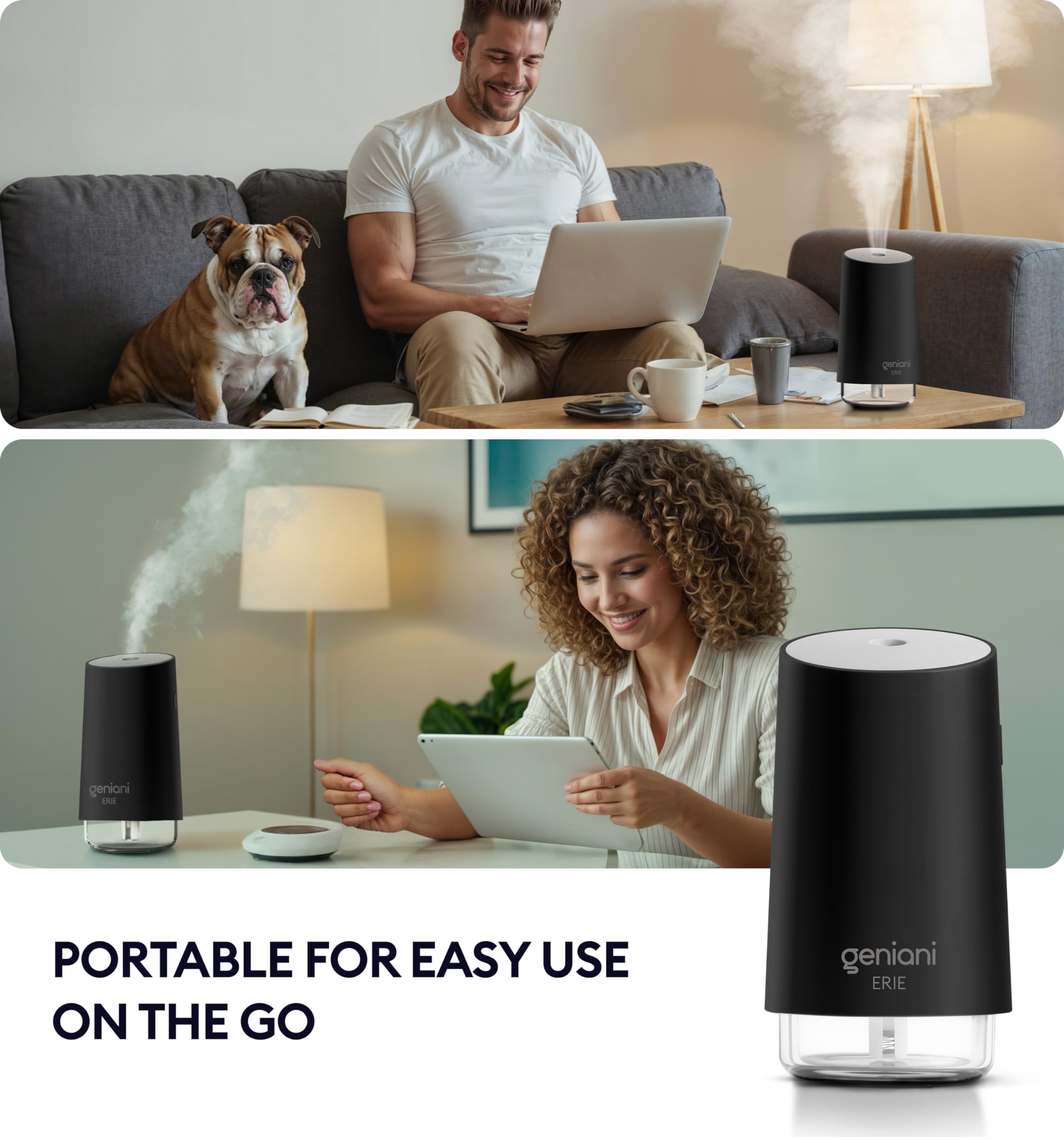 Geniani Portable Small Cool Mist Humidifiers   Usb Desktop Humidifier For Plants, Office, Car, Baby Room With Auto Shut Off & Ni