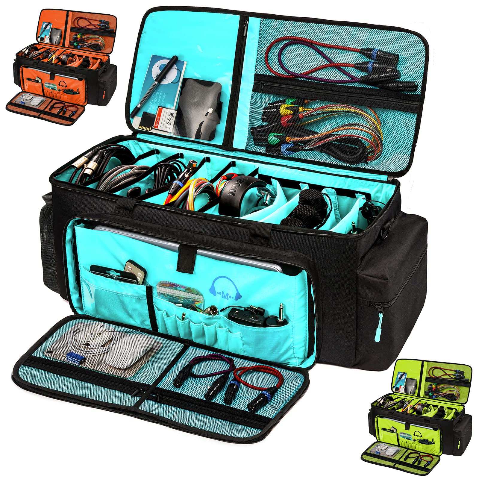 MYBAGZING Dj Cable Bag-24 Large Dj Cable File Bag-Dj Cabel Organizer Case-Travel Gig Bag-DJ Gear Bag for Dj Accessories-Dj Equip