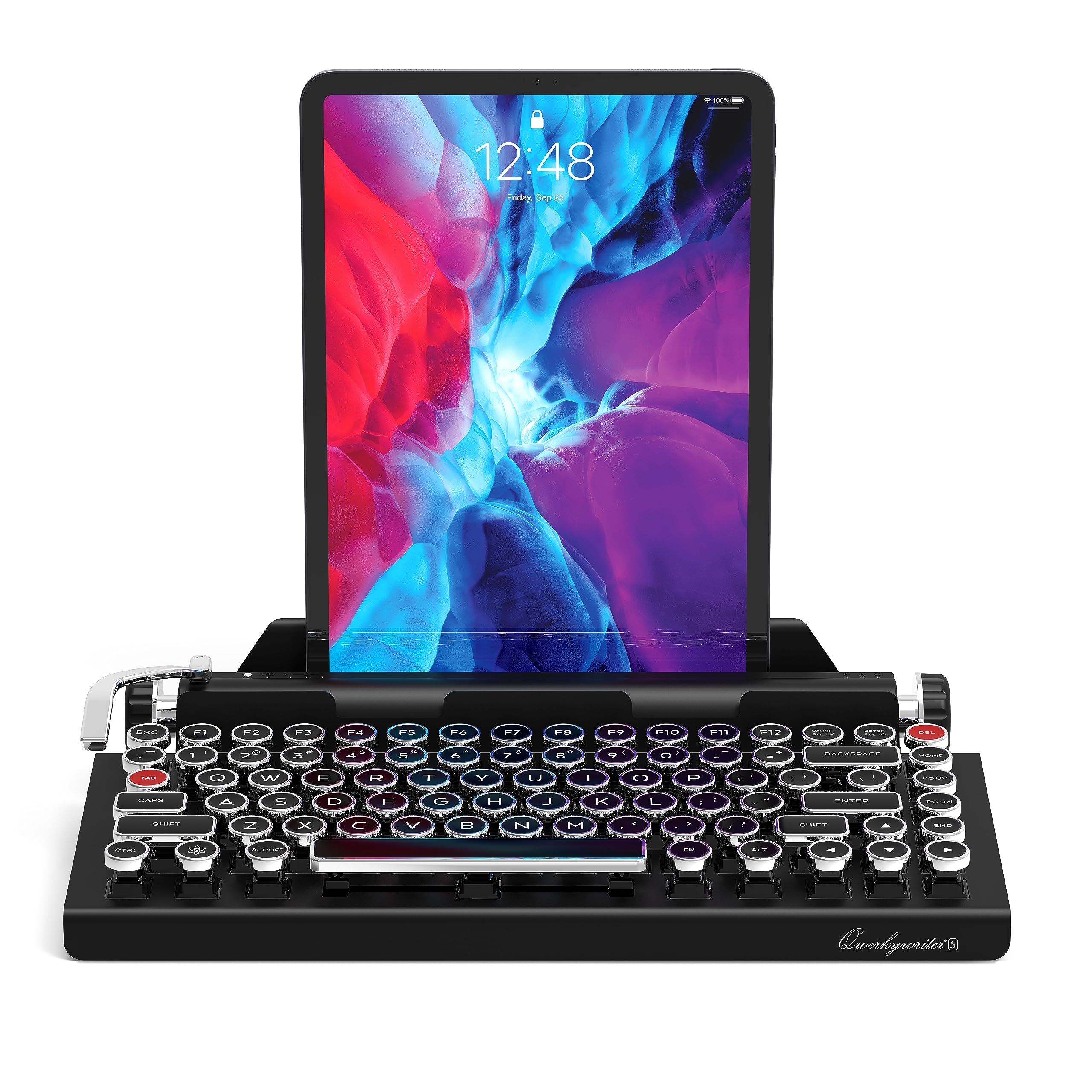 Qwerkytoys Qwerkywriter S Typewriter Inspired Retro Mechanical Wired & Wireless Keyboard With Tablet Stand