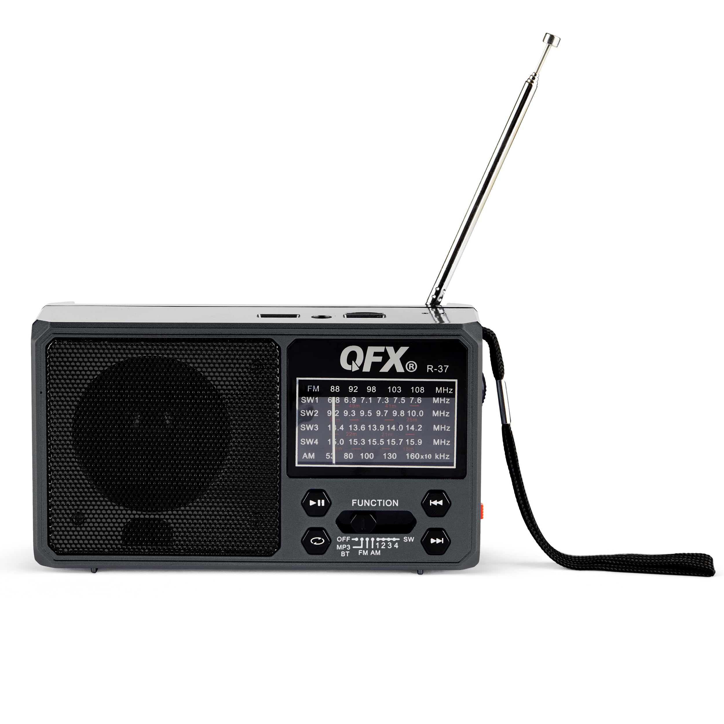 Qfx R 37 6 Band (Am, Fm, Sw1   Sw4) Bluetooth Led Flashlight Solar Radio (2021 Model)