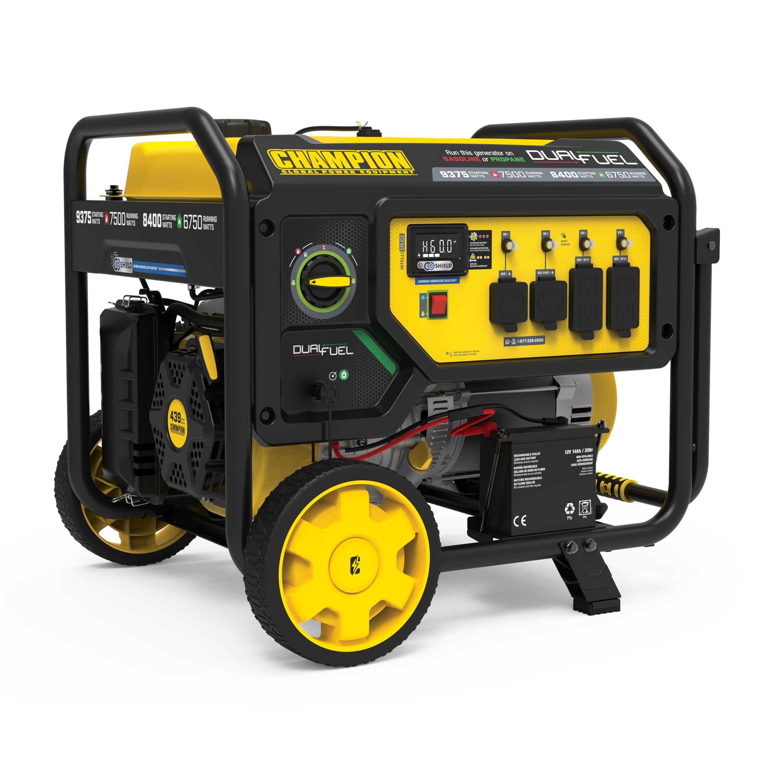 Champion Power Equipment 9375-Watt Dual Fuel Portable Generator With Electric Start And Co Shield