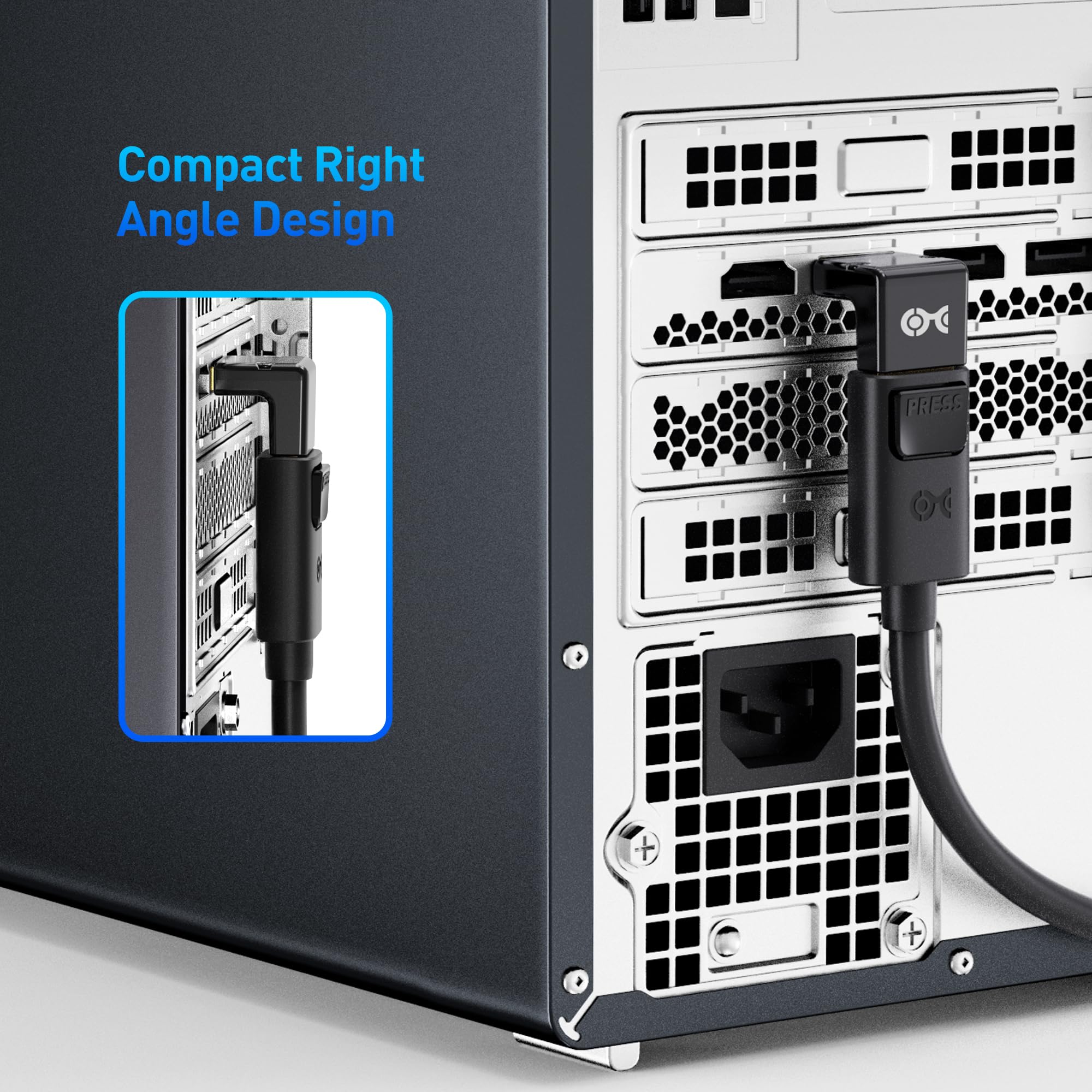 Cable Matters 4K@240Hz Right Angle Displayport 1.4 Adapter (8K Displayport 90 Degree Adapter, Right Angle Display Port Adapter)