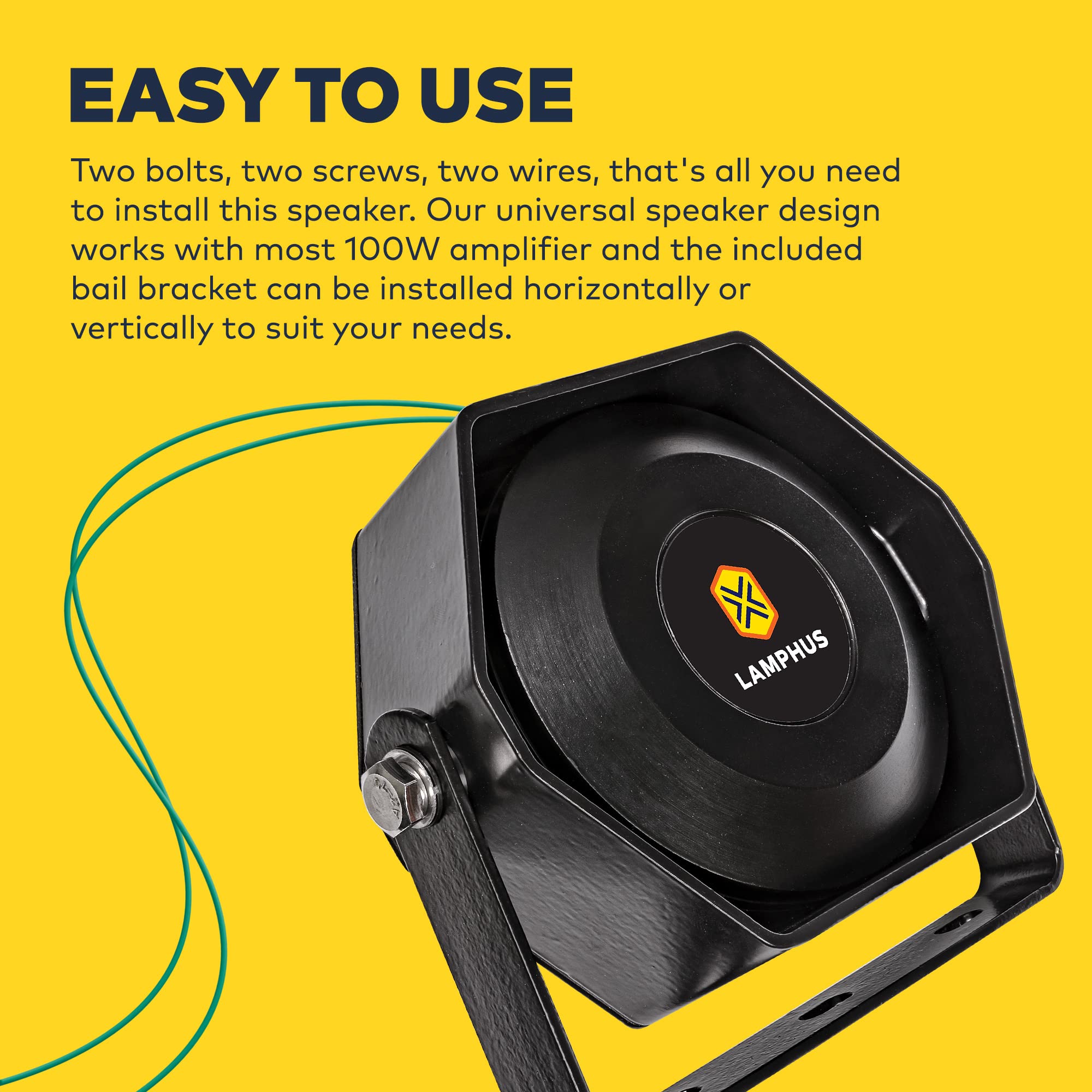 Lamphus Soundalert 100 W Compact Slim Speaker [118 124 Db] [Ip66 Waterproof] [Universally Compatible] Air Horn Speaker For Emergency Police Fire Vehicles