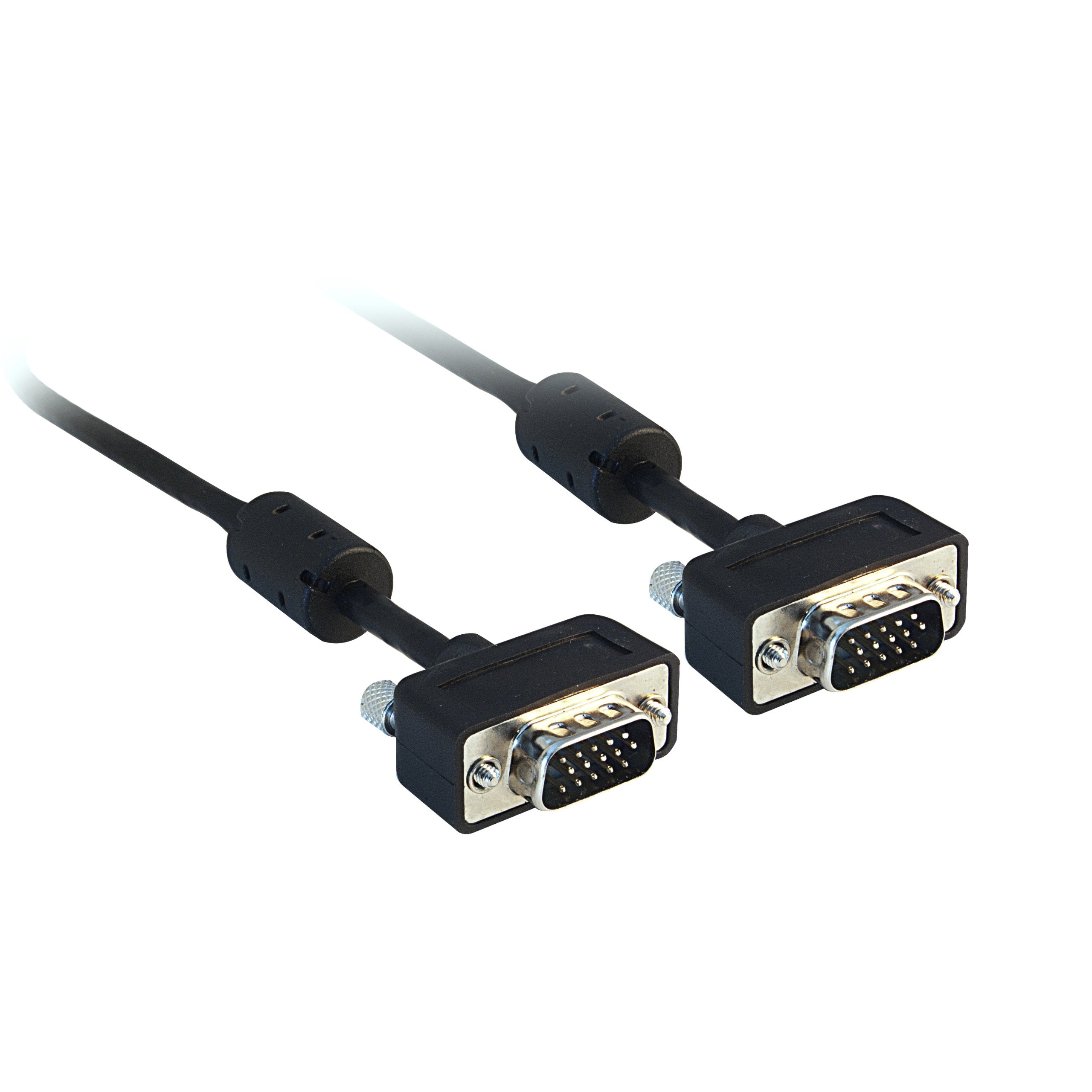 Cablewholesale Slim Vga To Vga Cable Svga Hd15 Male Coaxial Computer Monitor Cable With Ferrites, Male To Male Double Shielded H