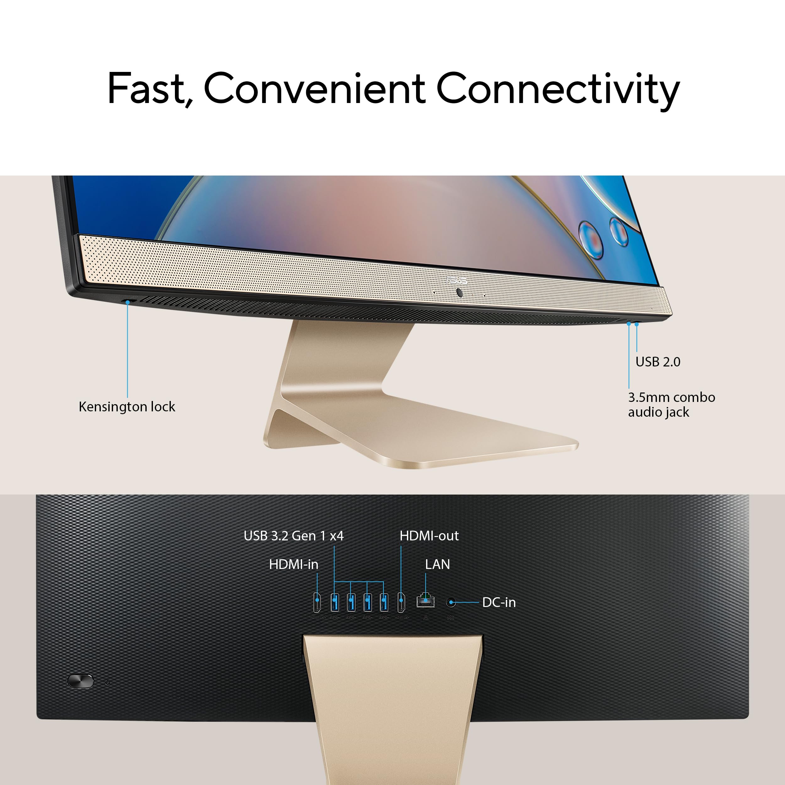 Asus Aio M3400 All-In-One Desktop Pc, 23.8-Inch Full Hd Anti-Glare Display, Amd Ryzen 5 5625U Processor, 8Gb Ddr4 Ram, 512Gb Nvm