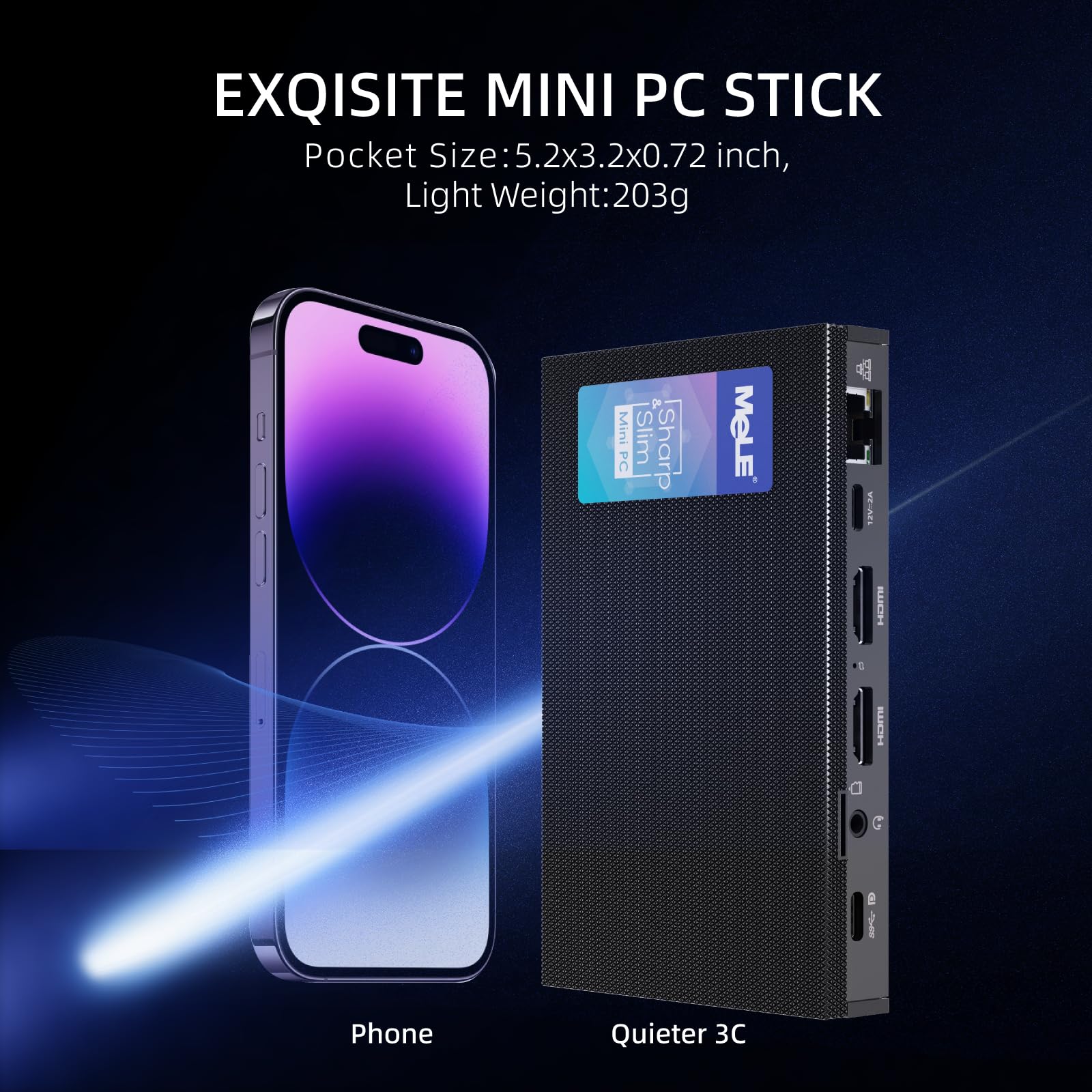 Mele Quieter3C Fanless Mini Pc 16Gb Ram 512Gb Storage Slim Desktop Pc Celeron N5105(Up To 2.9Ghz) Micro Computer Usb-C Dual Hdmi