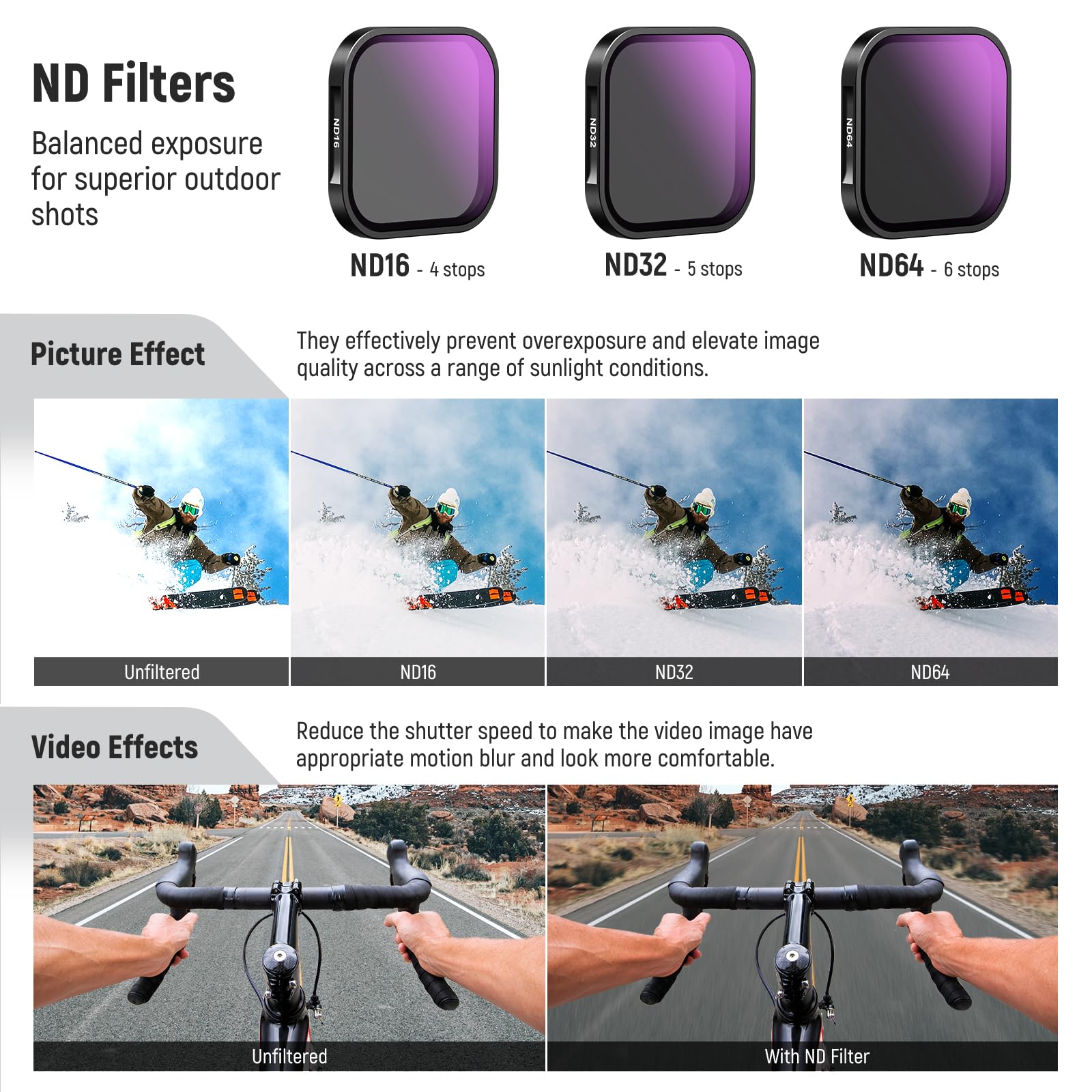 Neewer ND & CPL Filter Set for Insta360 Ace Pro Action Camera ND16 ND32 ND64 CPL Optical Glass Aluminum