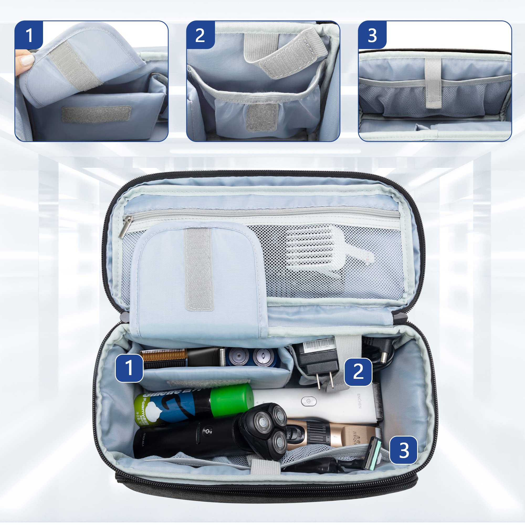 Curmio Barber Bag For Hair Clippers, Men Grooming Travel Case For Electronic Shaver, Hair Trimmer And Hair Cutting Tools, Black,