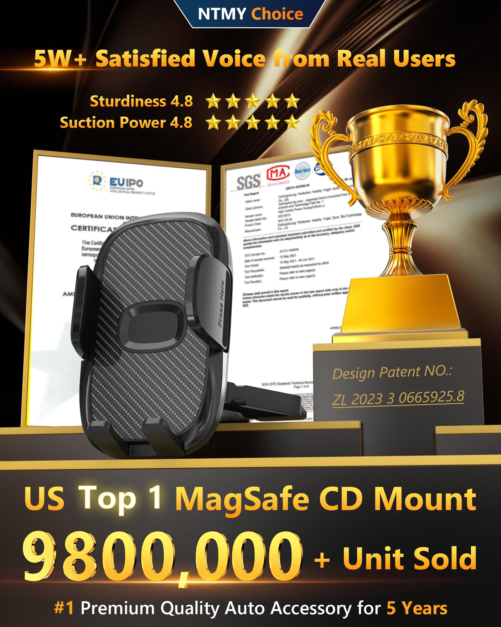 Ntmy Sturdy Cd Slot Phone Mount With One Hand Operation Design, Hands-Free Car Phone Holder Universally Compatible With All Ipho