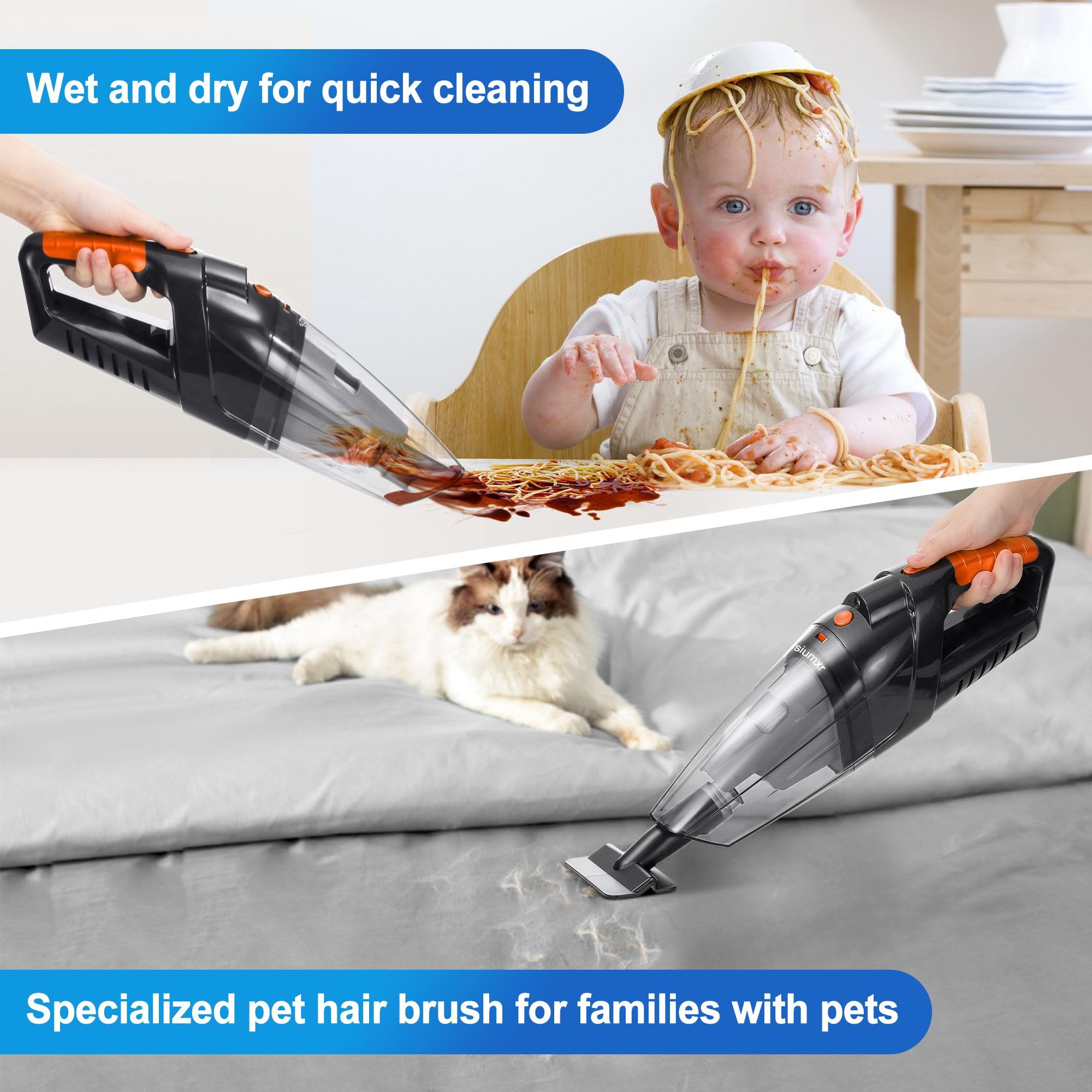 Siumxr Handheld Vacuum Cordless,Powerful Suction 30Mins Long Runtime, Dust Busters Cordless Rechargeable With Two Washable Filte