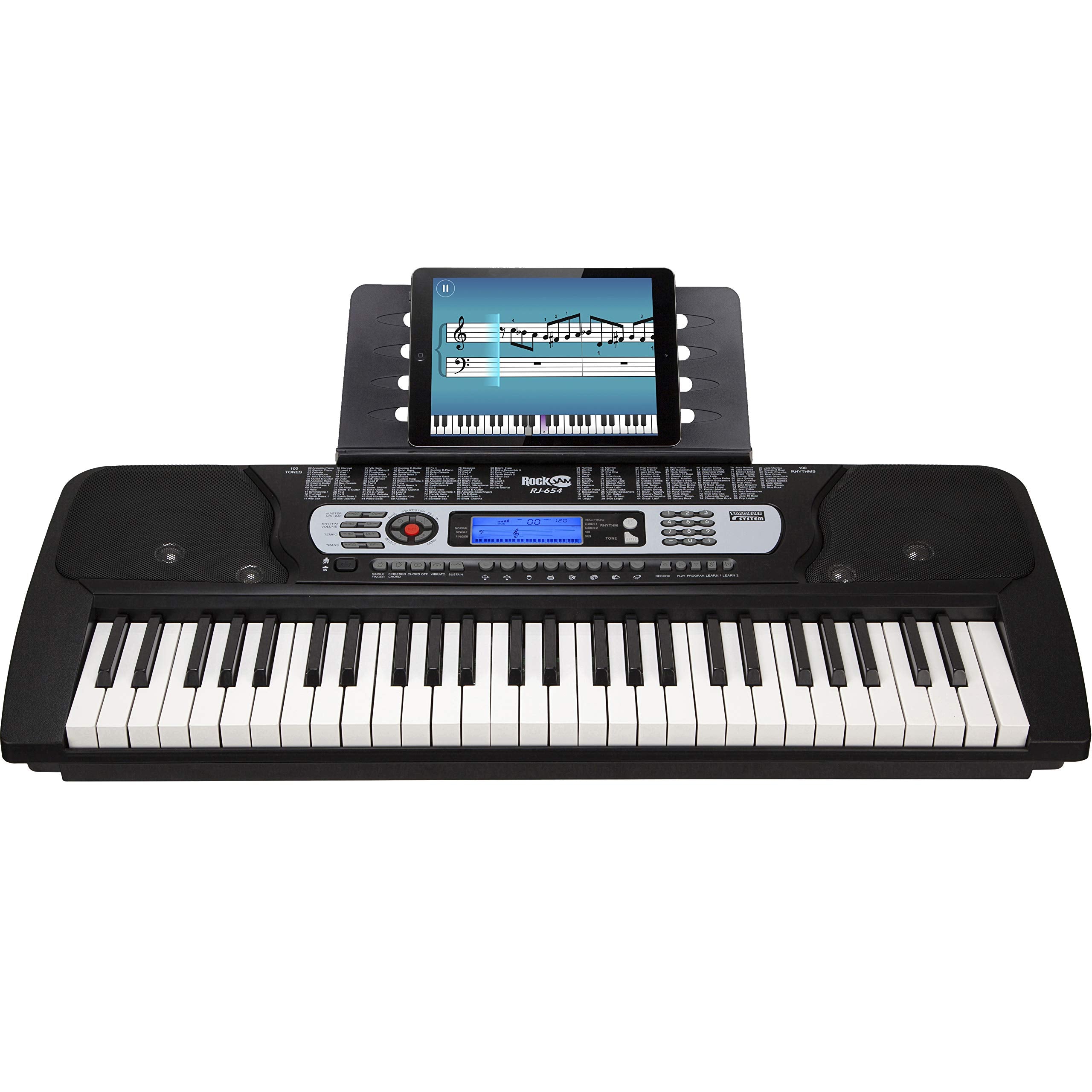 Rockjam 54 Key Keyboard Piano With Power Supply, Sheet Music Stand, Piano Note Stickers & Simply Piano Lessons