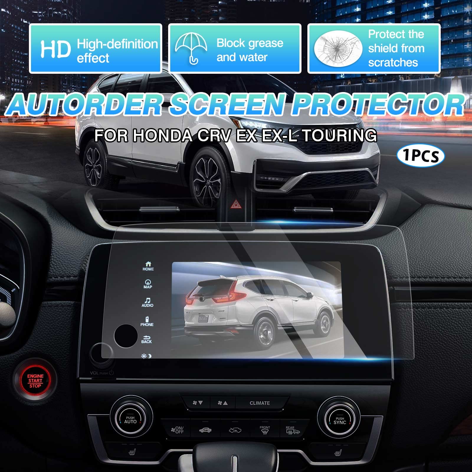 Autorder Custom Fit For Screen Protector 2017 2020 2021 2022 Honda Cr V Crv Ex Ex L Touring Tempered Glass 9H Navigation Touchsc