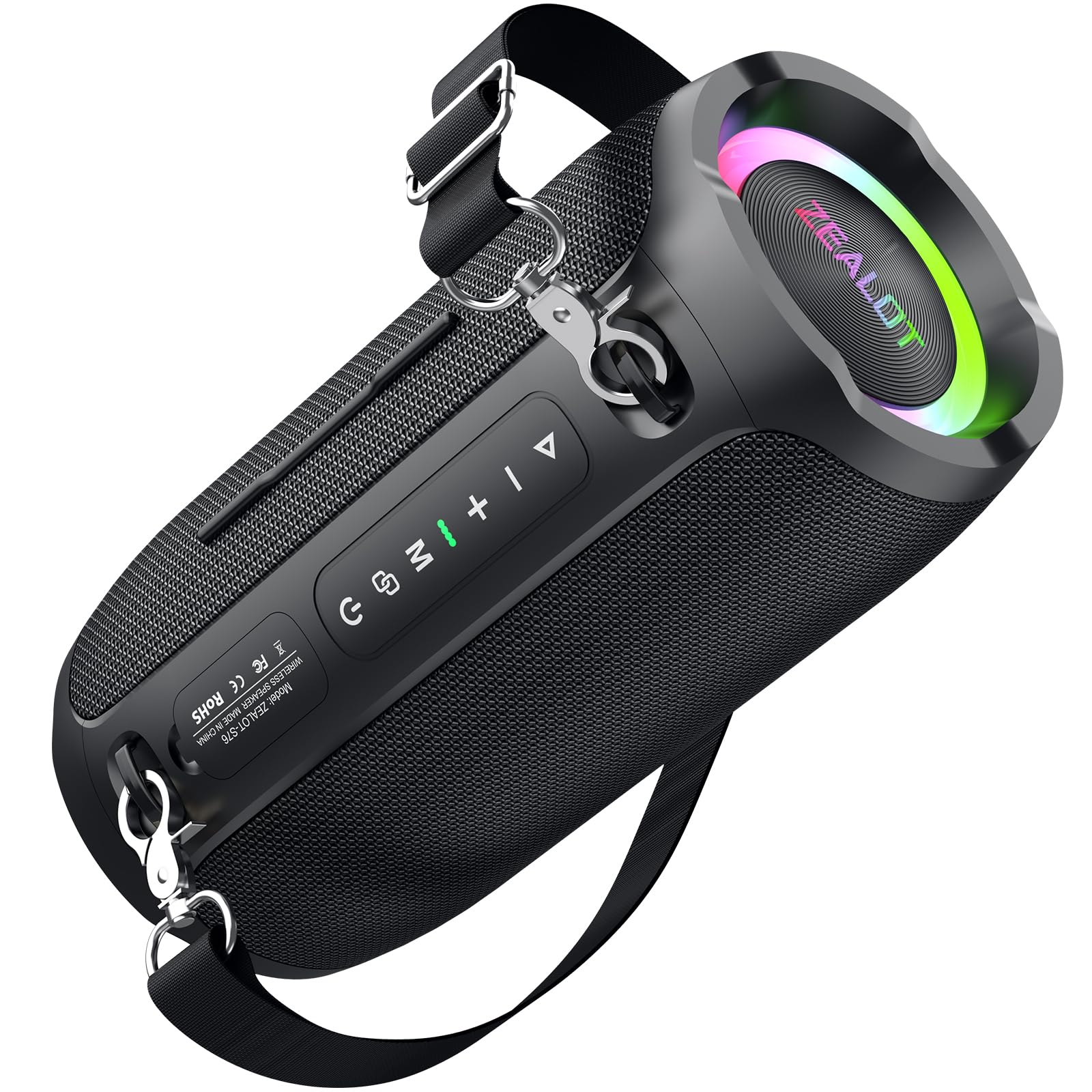 ZEALOT Portable Bluetooth Speaker,70W Peak(50W) Booming Sound Speakers with LED Light,Bluetooth 5.3, Loud Speaker for Home,Party