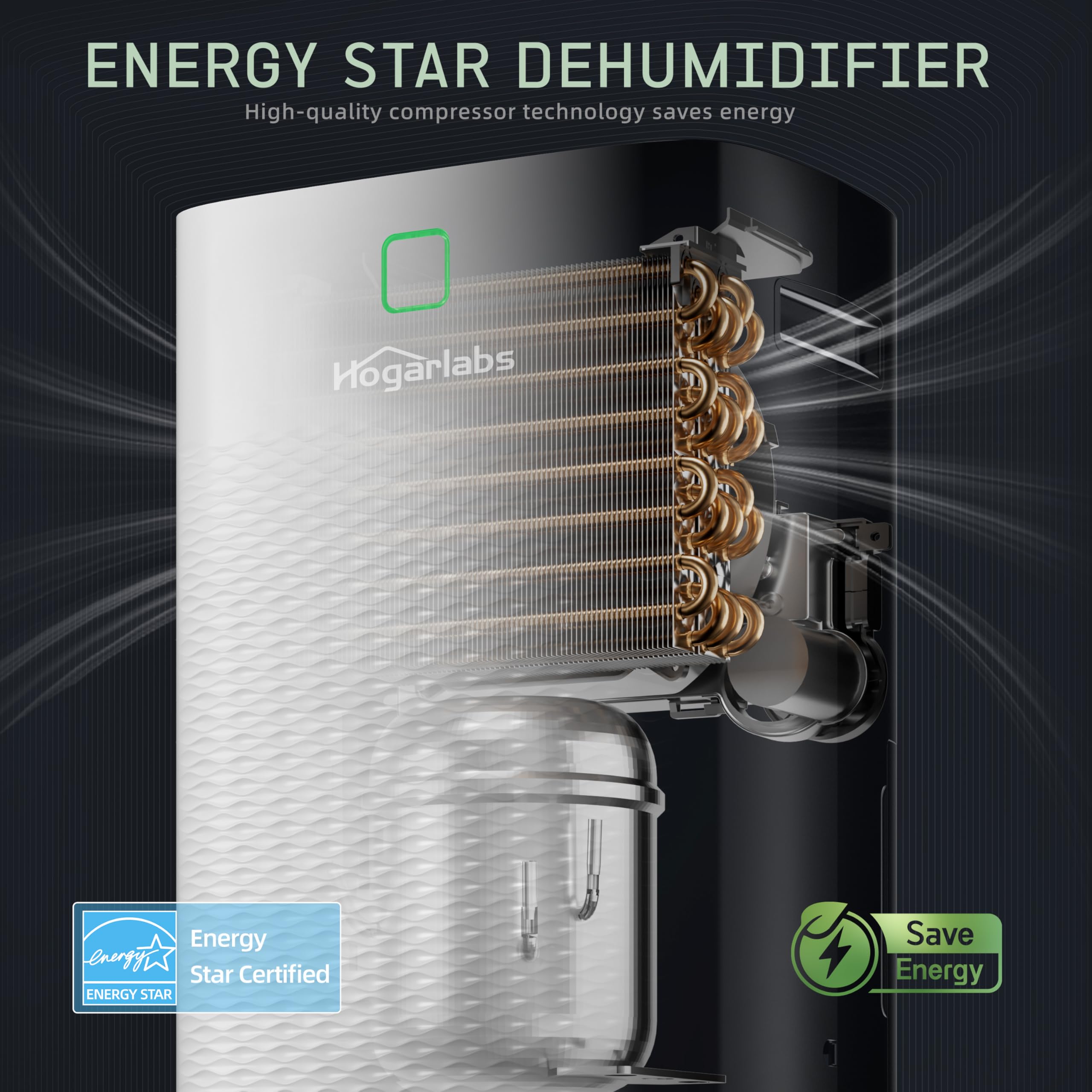 Hogarlabs 34 Pint Dehumidifiers For Home Basements, With 3 Working Modes, Overflow Protection, And Auto Shut Off Restart. Ultra