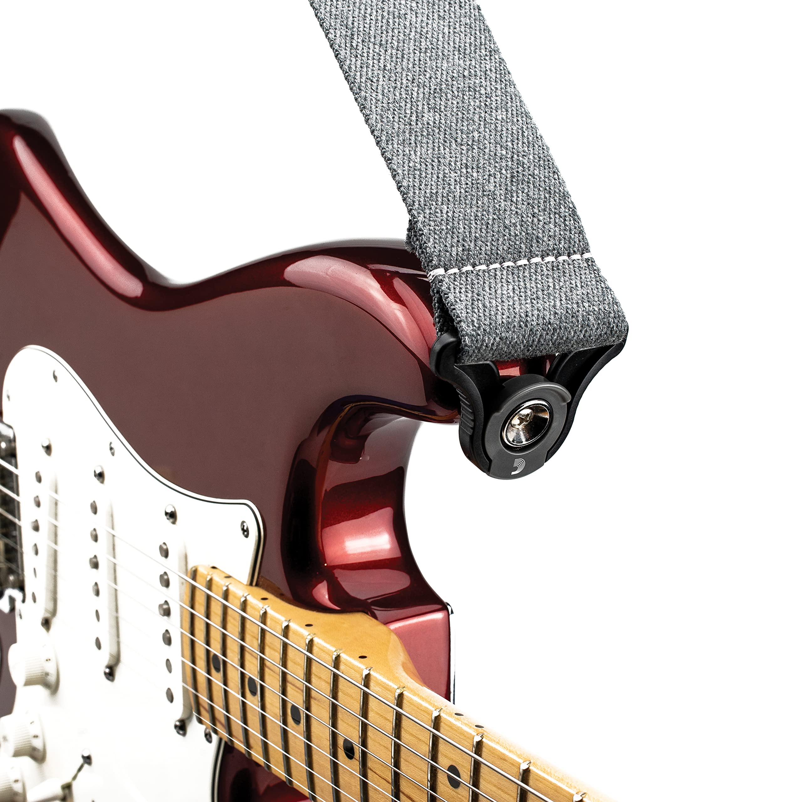 D'Addario Accessories Auto Lock Guitar Strap   Acoustic & Electric Guitar Accessories   Easy To Use Auto Locking Guitar Straps   Uses Existing Guitar Strap Buttons   Skater   Grey