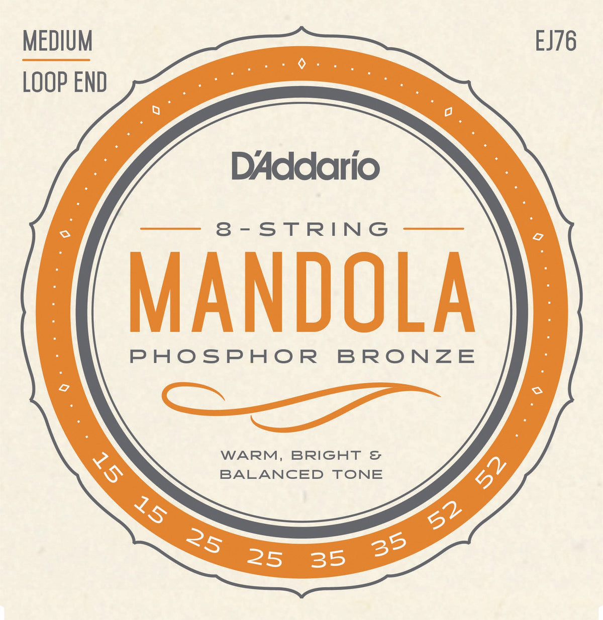 Daddario Ej76 Phosphor Bronze Mandola Strings, Medium, 15-52