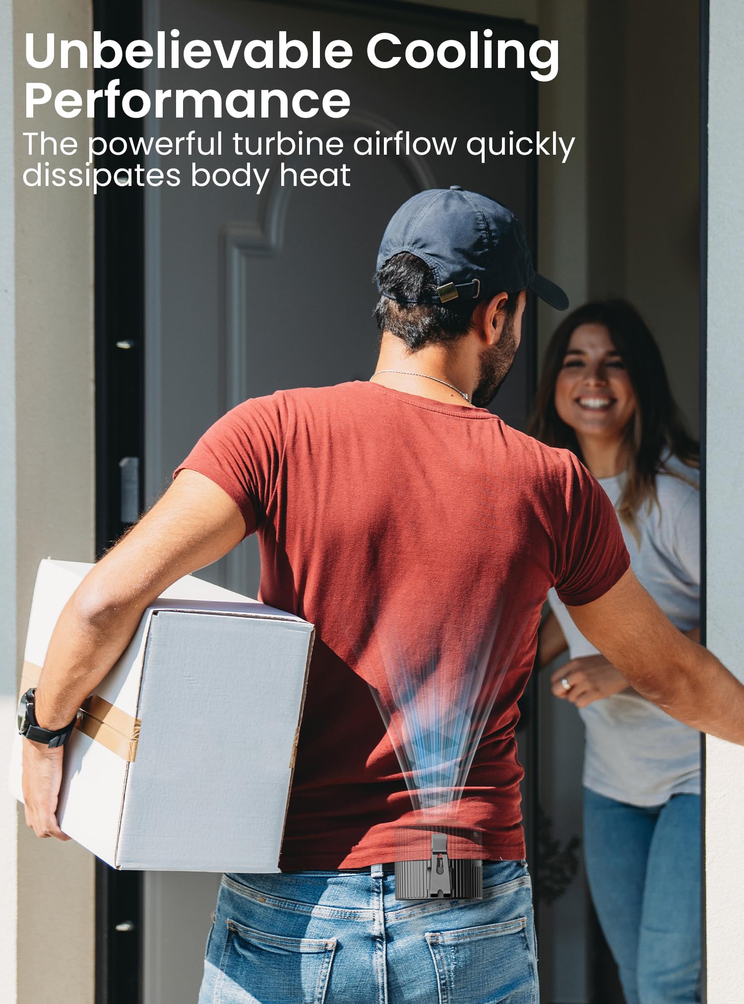 Koonie Portable Waist Fan With 5 Speeds, 11000Rpm Strong Airflow, Personal Cool Clip Fan With 21H Of Working Time, Under Shirt F