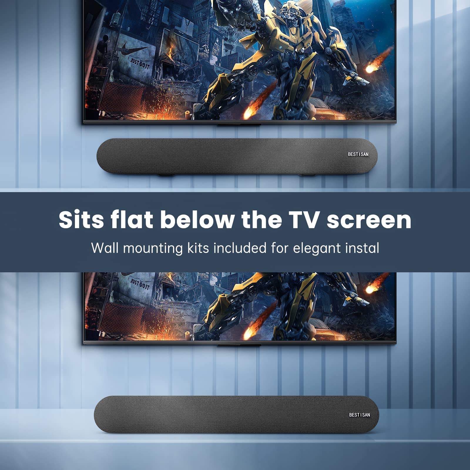 Soundbar, Bestisan 80 Watts Tv Sound Bar Home Theater Speaker With Hdmi, Optical, Rca, Aux Port, Bluetooth 5.0, Movie/Music/Dial