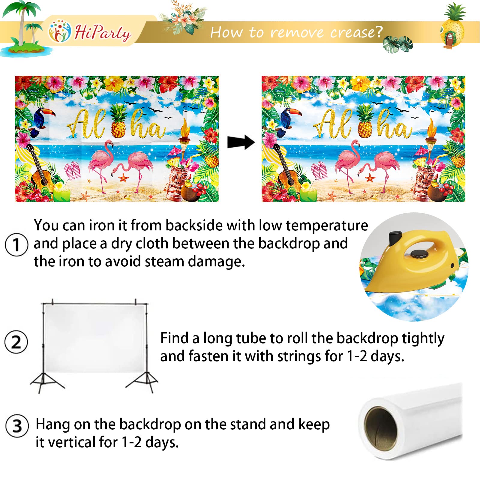 Hiparty Hawaiian Luau Party Decorations   Luau Backdrop For Birthday Party Decorations Summer Beach Banner Background Photograph