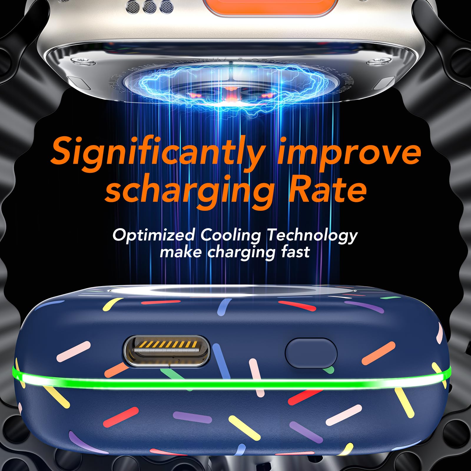 Portable Charger For Apple Watch 10 ,Wireless Magnetic Mini Iwatch Charger 1200Mah Power Bank Travel Keychain Accessories Smart