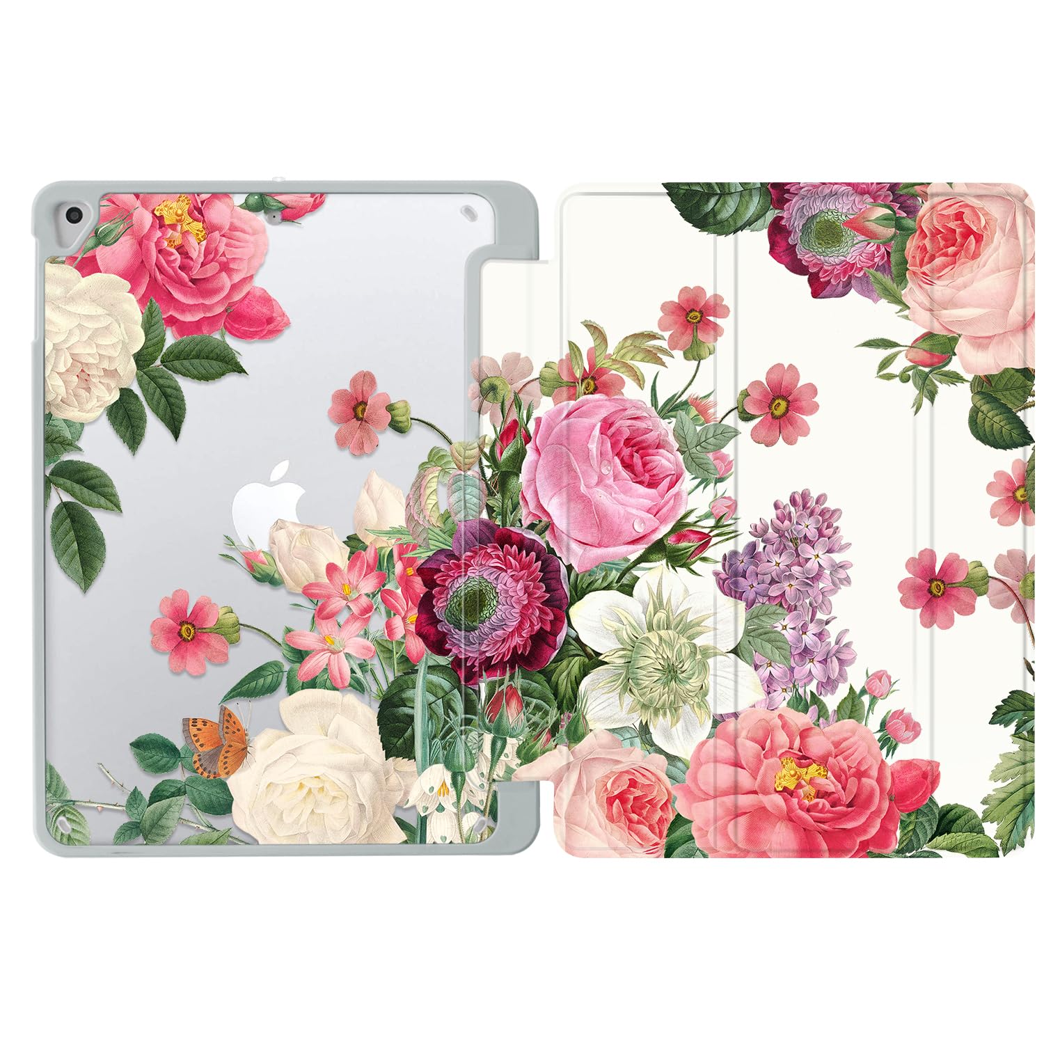 Ipad 5Th/6Th Generation Case, Ipad Air 2 Case, Ipad Air Case, Ipad 9.7 Flower Case For Kids/Girls, Tri Fold Protective Cover, Mu