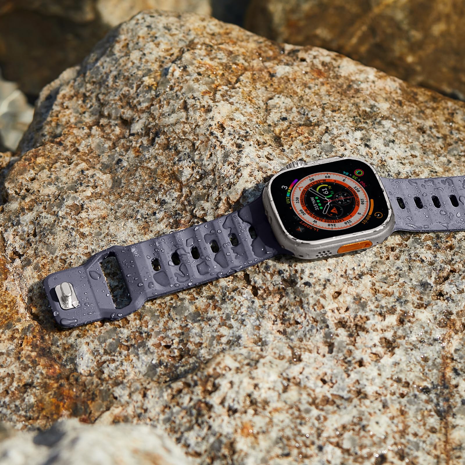 Sport Bands Compatible With Apple Watch Ultra 2 Band 49Mm 46Mm 45Mm 44Mm 42Mm For Men, Soft Silicone Wristbands Waterproof Repla