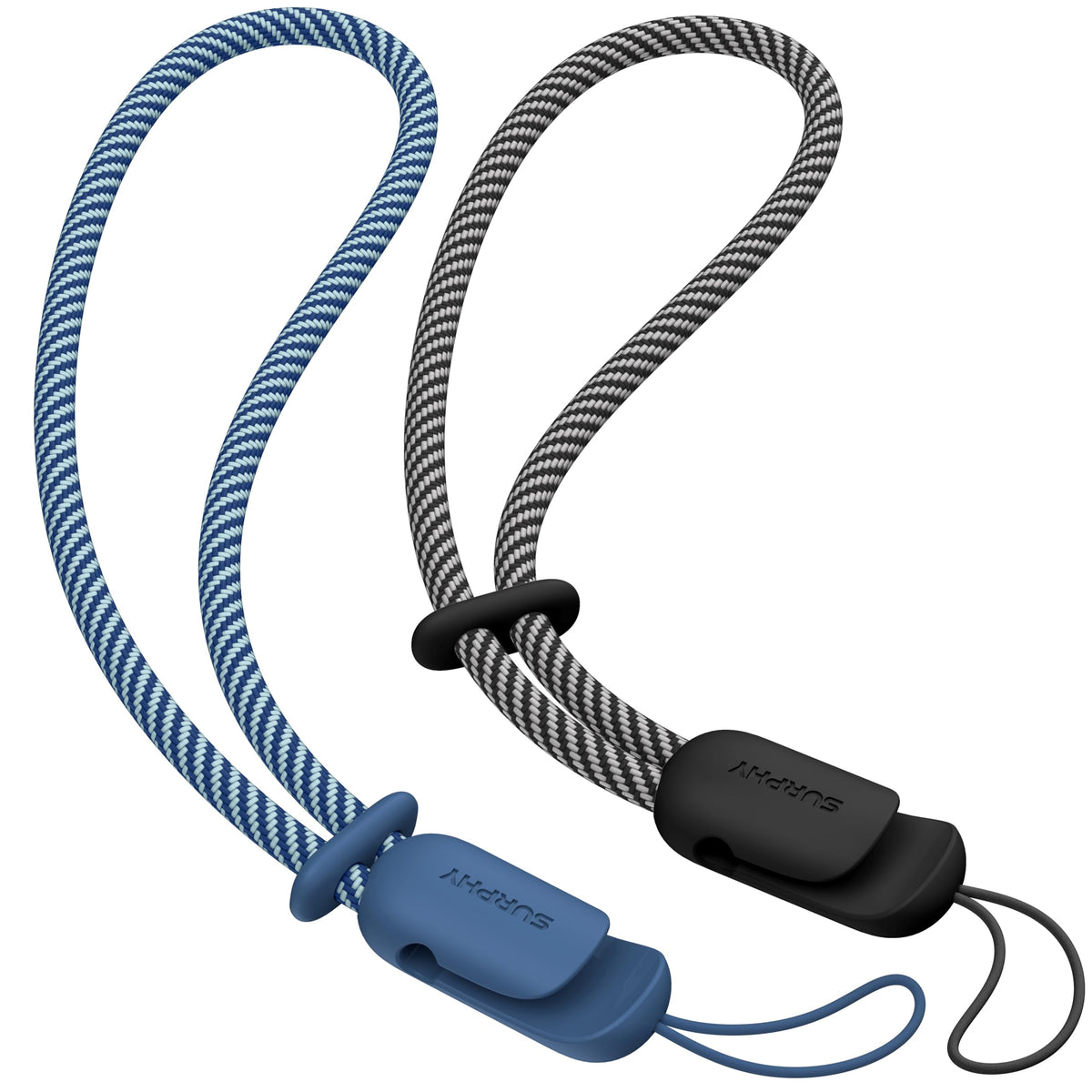 Surphy 2 Pack Lanyard, Phone Strap, Adjustable Phone Lanyard With Two Color Braided, Wrist Strap For Airpods, Camera (Black & Bl