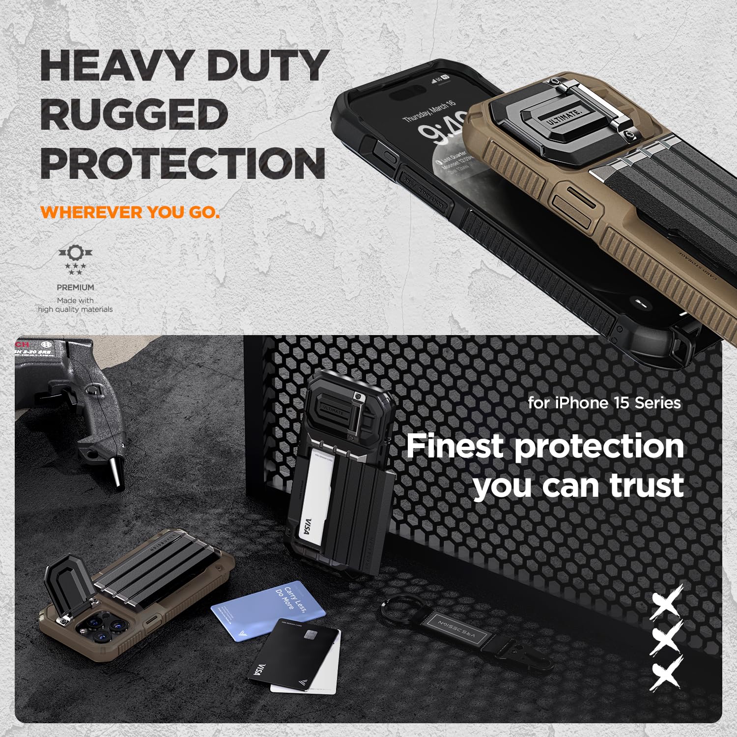 Vrs Design Damda Glide Ultimate For Iphone 15 Pro Max (2023), Premium Sturdy Fully Covered Camera Lens Protection Wallet Case Wi