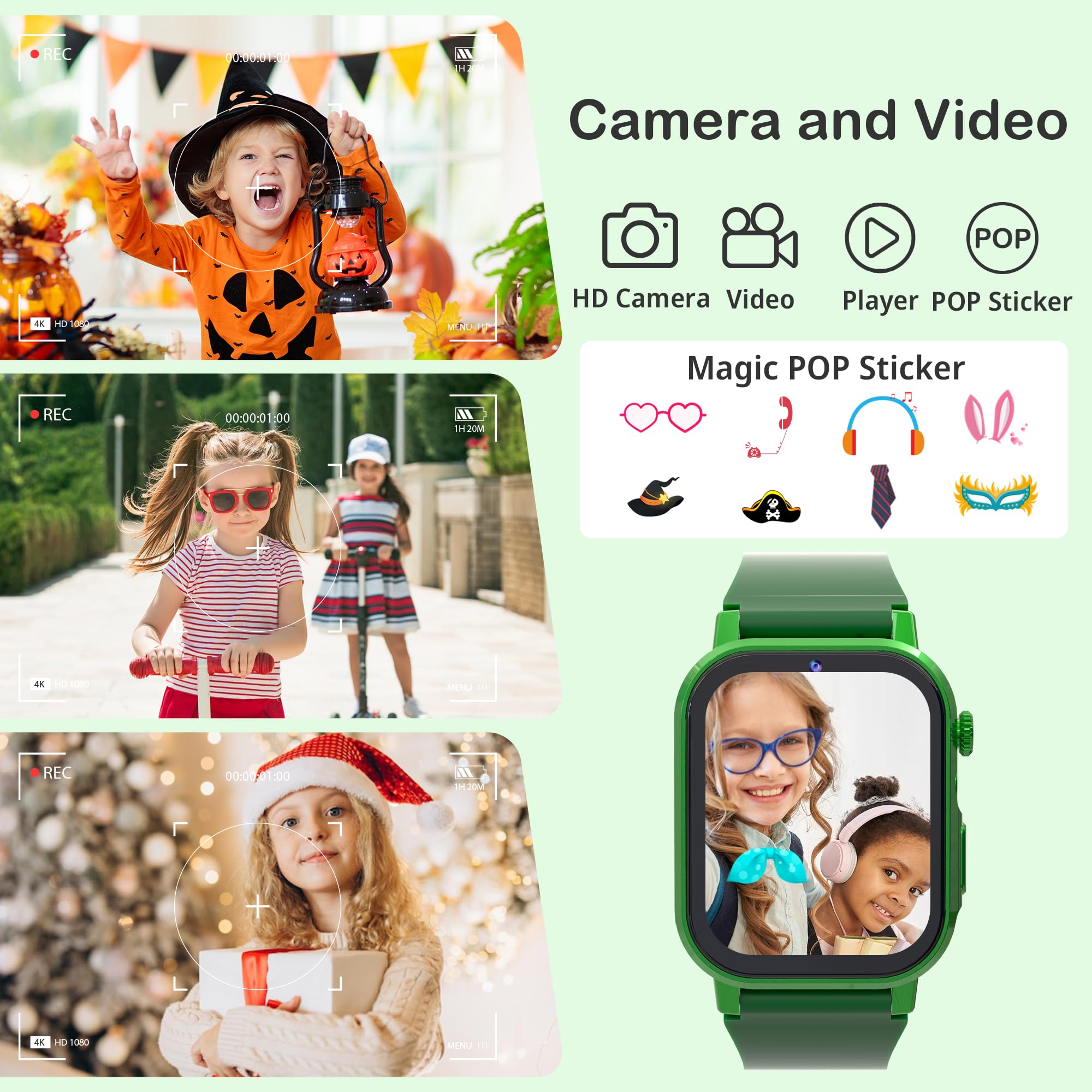 Kids Smart Watch Boys And Girls Toys For Age 5-12, 32 Puzzle Games Hd Touch Screen Video Music Player Alarm Learning Cards Audio