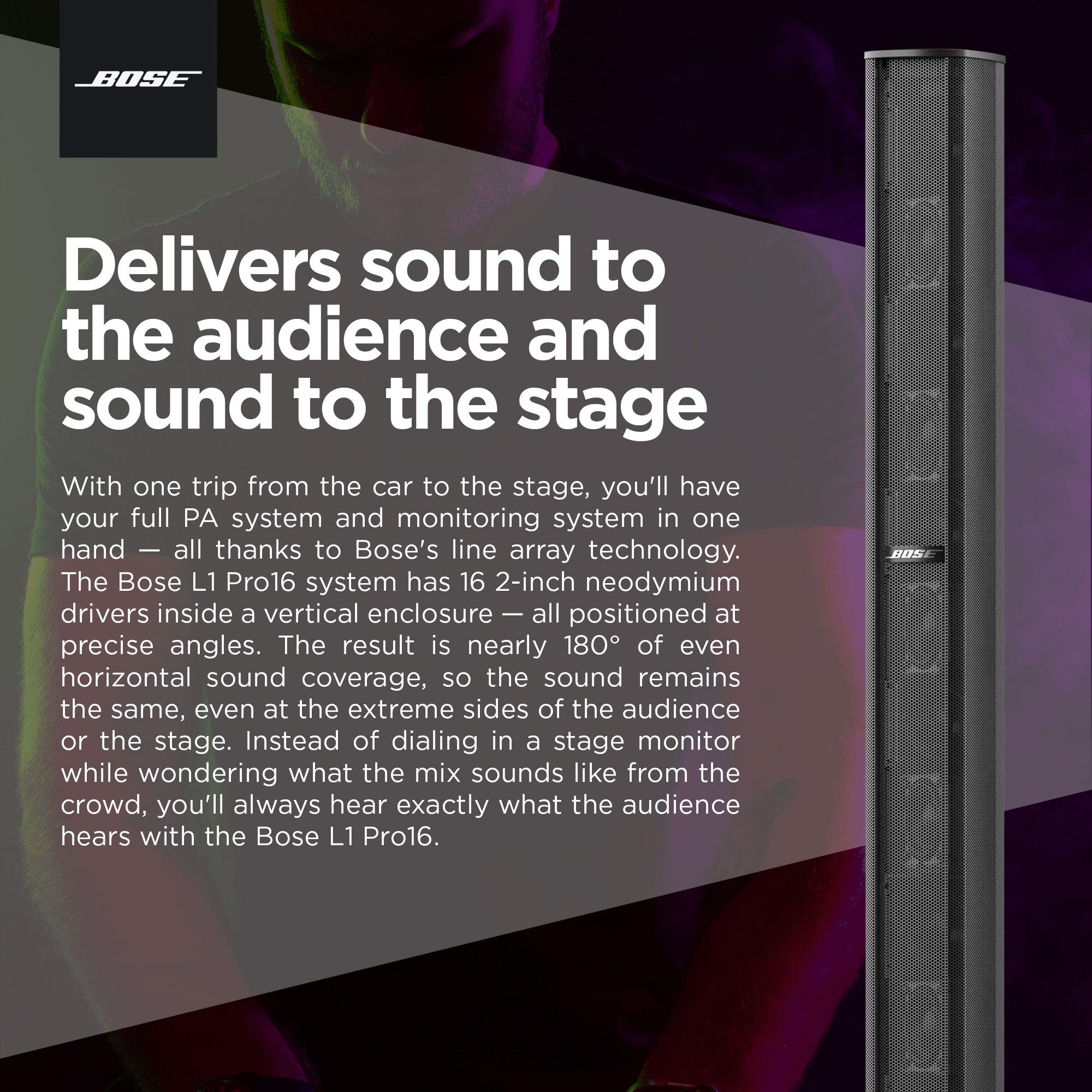 Bose L1 Pro16 - Portable Pa System Portable Line Array Speaker With Integrated Bluetooth Built-In Mixer And Wireless App Control