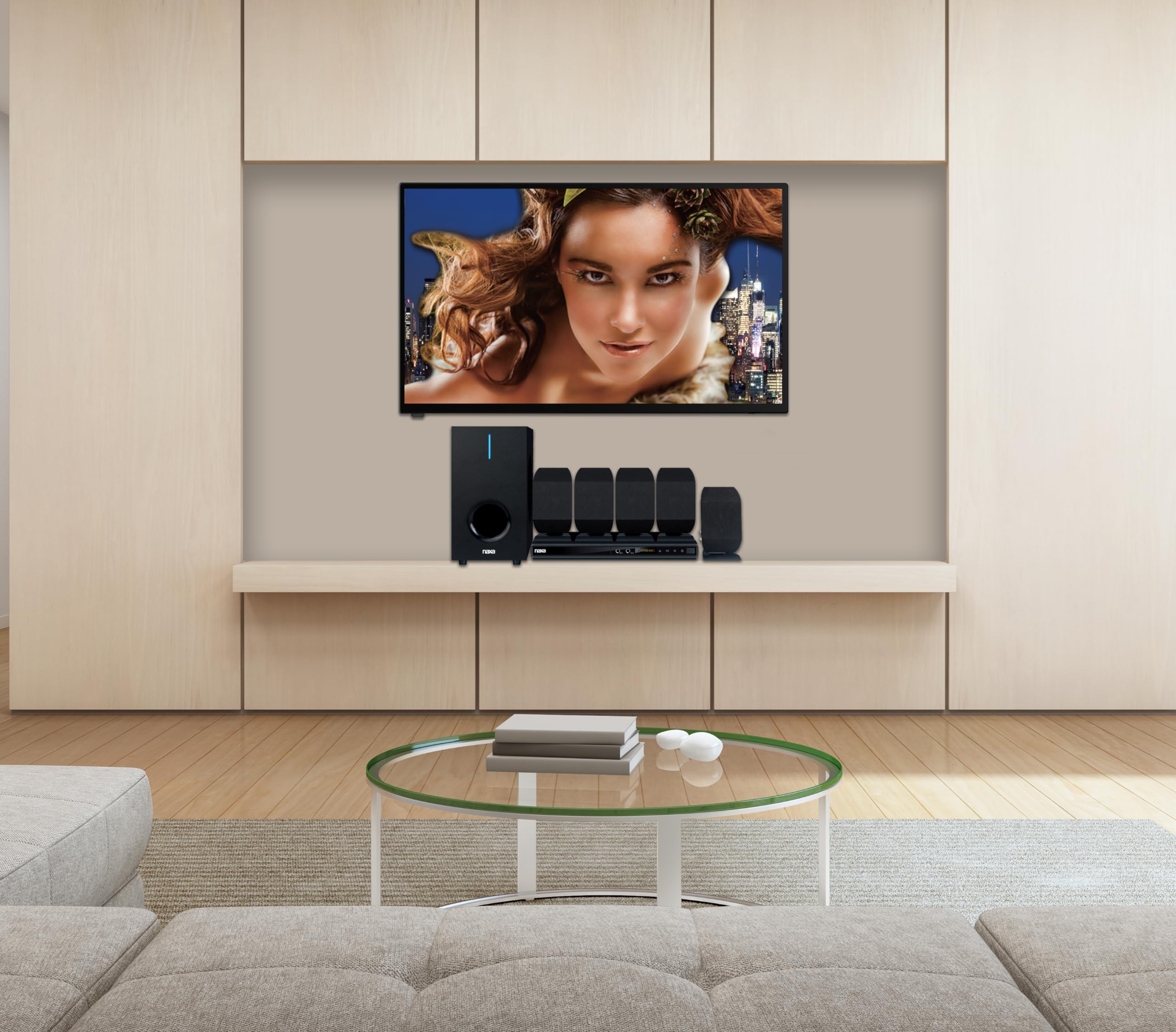 Naxa Nd 864 5.1 Channel High Powered Home Theater Dvd And Karaoke Speaker Surround Sound System, Black