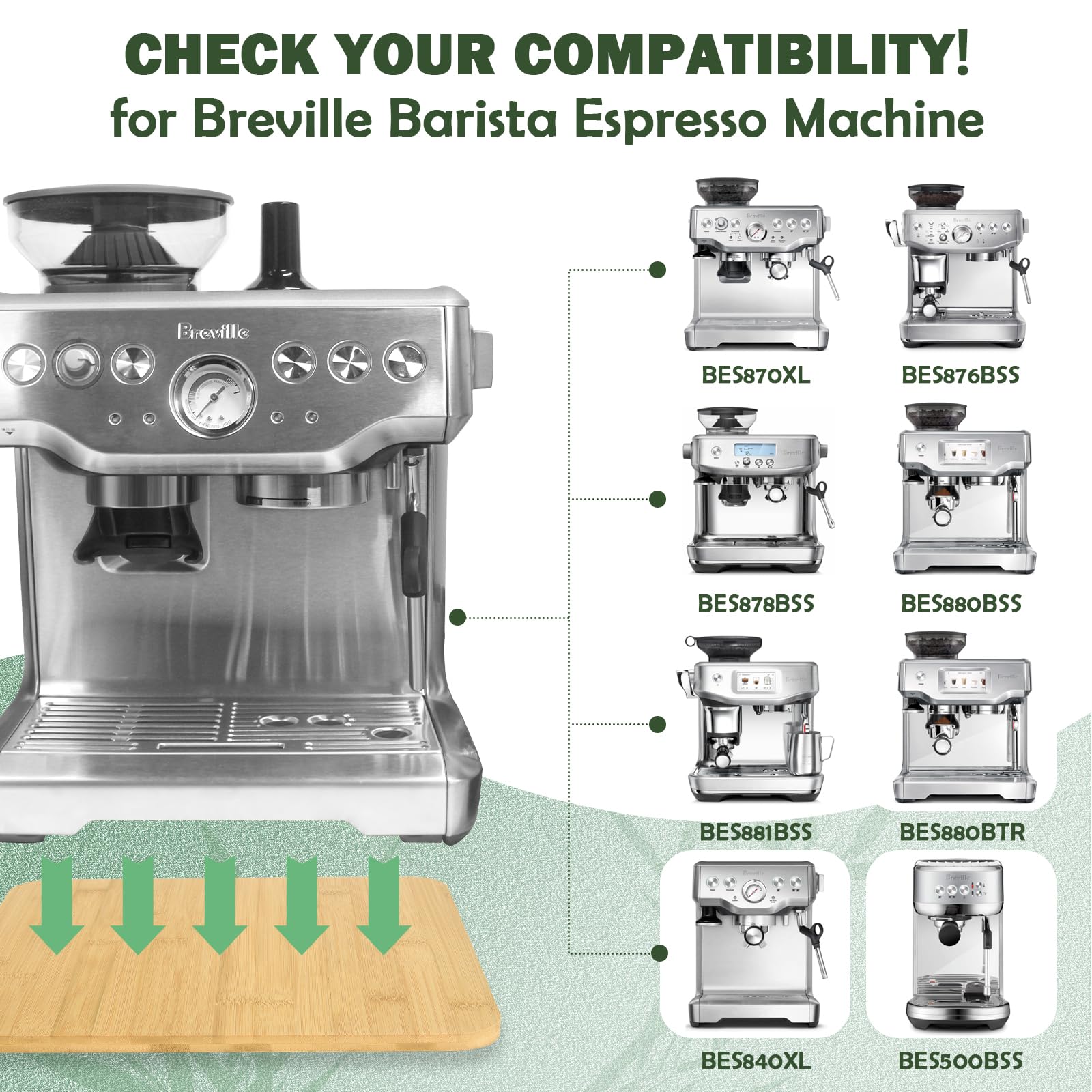 Bamboo Appliance Slider Fit For Breville Barista Espresso Machine 870/878   Under Cabinet Sliding Tray Caddy For Breville Barist